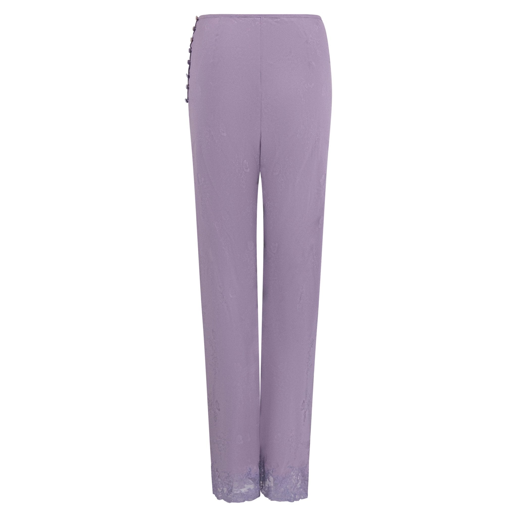 F/W 1998 Christian Dior by John Galliano Lavender Silk Lace Trim Pants - RealList