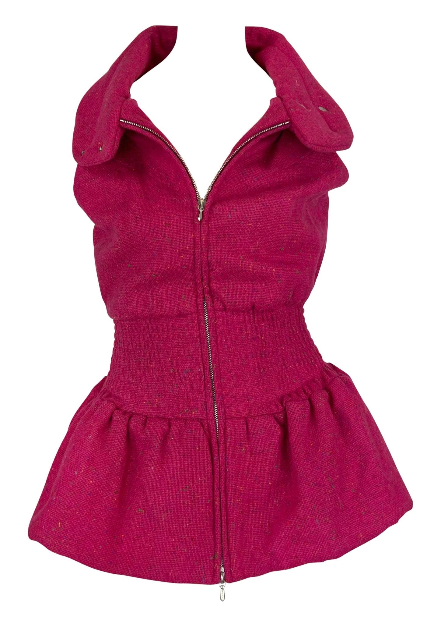 F/W 1998 Christian Dior by John Galliano Pink Tweed Cinched Gilet Jacket - RealList