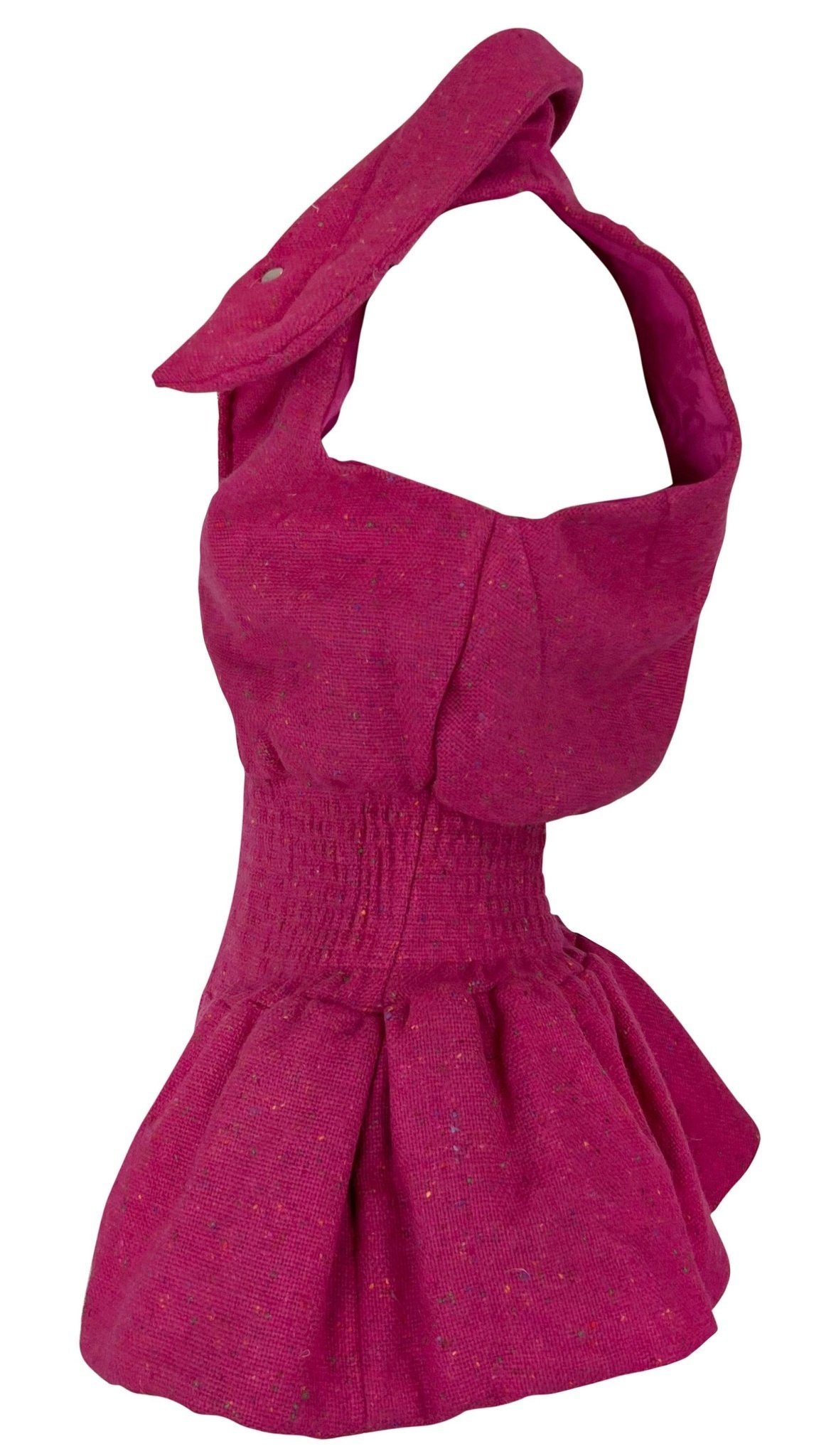 F/W 1998 Christian Dior by John Galliano Pink Tweed Cinched Gilet Jacket - RealList