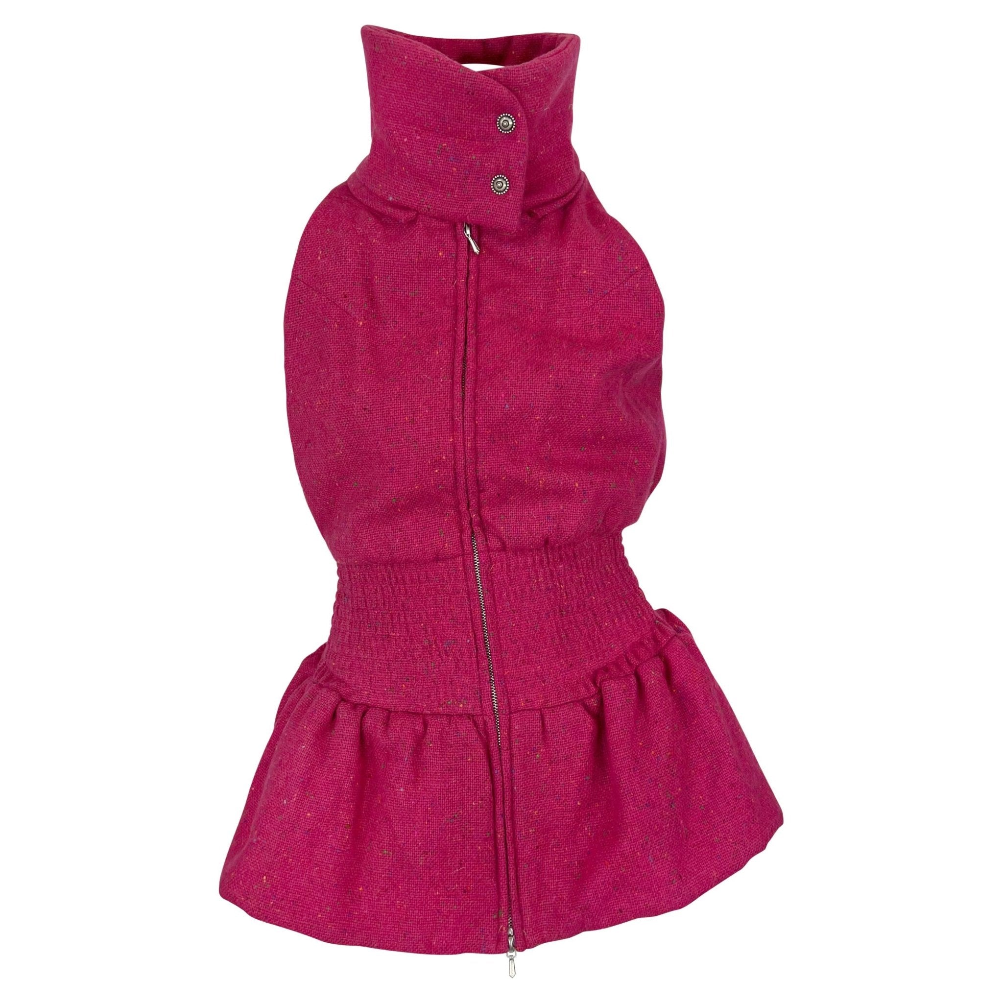 F/W 1998 Christian Dior by John Galliano Pink Tweed Cinched Gilet Jacket - RealList