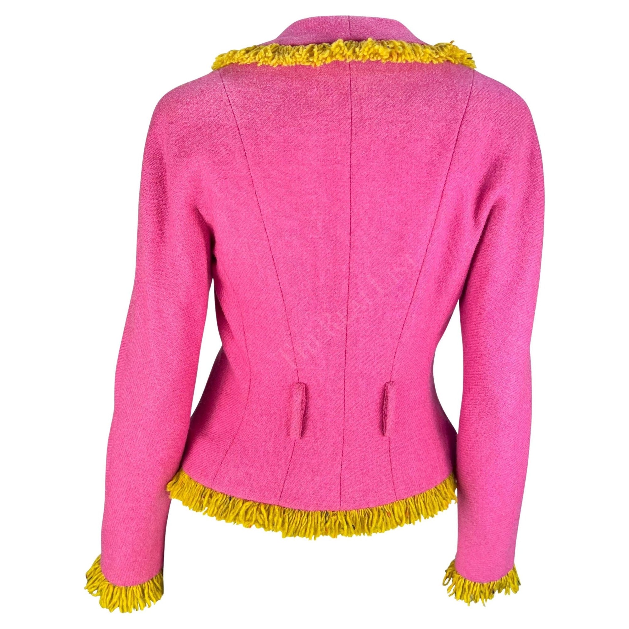 F/W 1998 Christian Dior by John Galliano Pink Wool Blazer Yellow Fringe - RealList