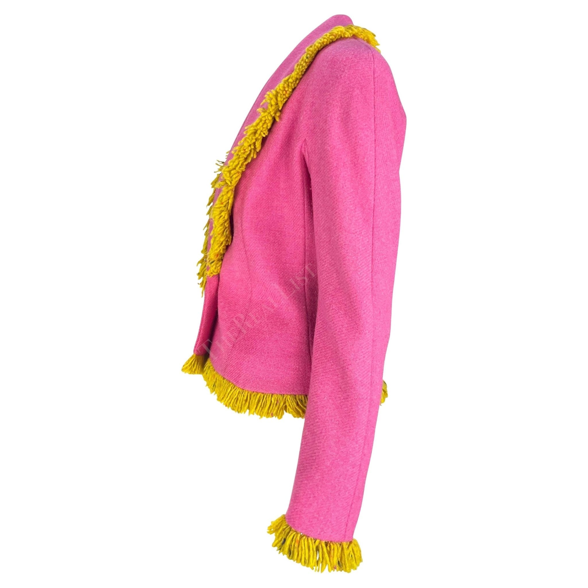 F/W 1998 Christian Dior by John Galliano Pink Wool Blazer Yellow Fringe - RealList