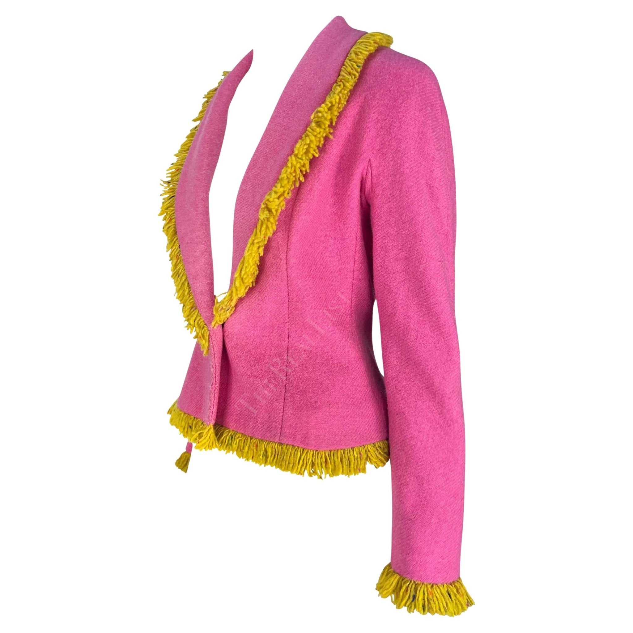 F/W 1998 Christian Dior by John Galliano Pink Wool Blazer Yellow Fringe - RealList