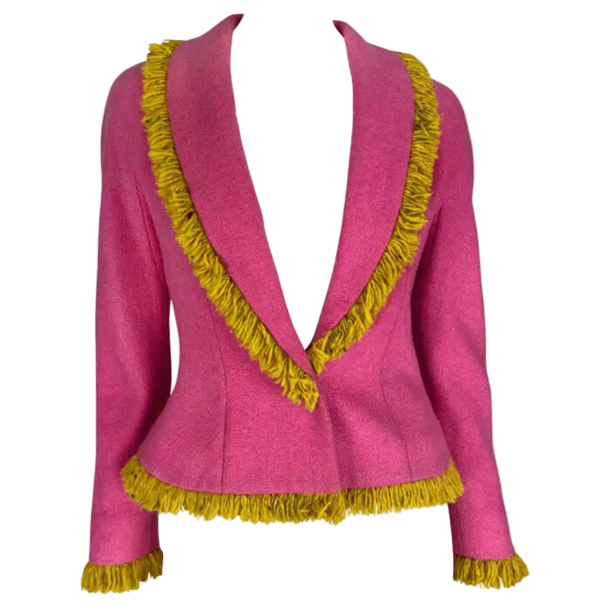 F/W 1998 Christian Dior by John Galliano Pink Wool Blazer Yellow Fringe - RealList