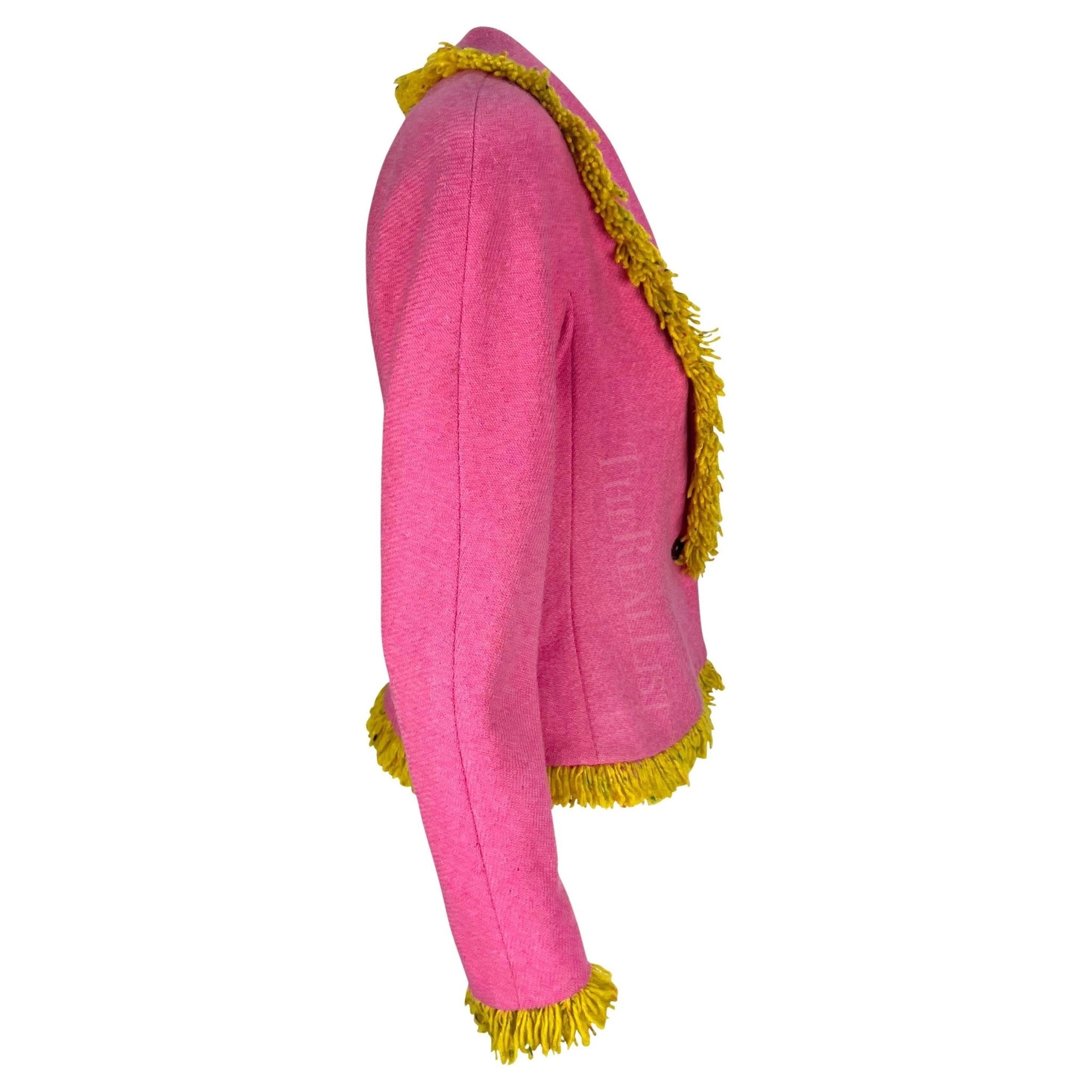 F/W 1998 Christian Dior by John Galliano Pink Wool Blazer Yellow Fringe - RealList