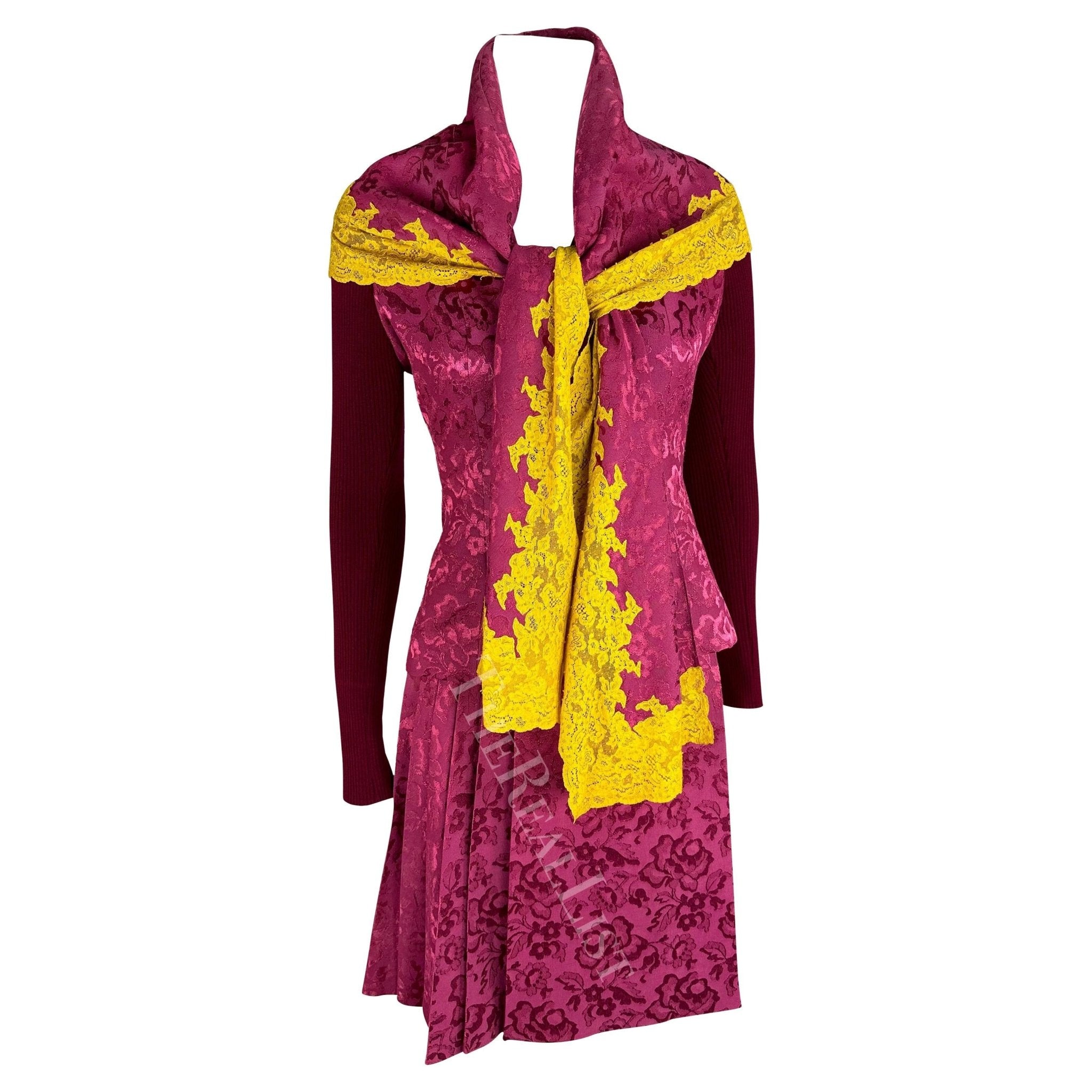 F/W 1998 Christian Dior by John Galliano Pink Yellow Lace 3 - Piece Skirt Suit - RealList