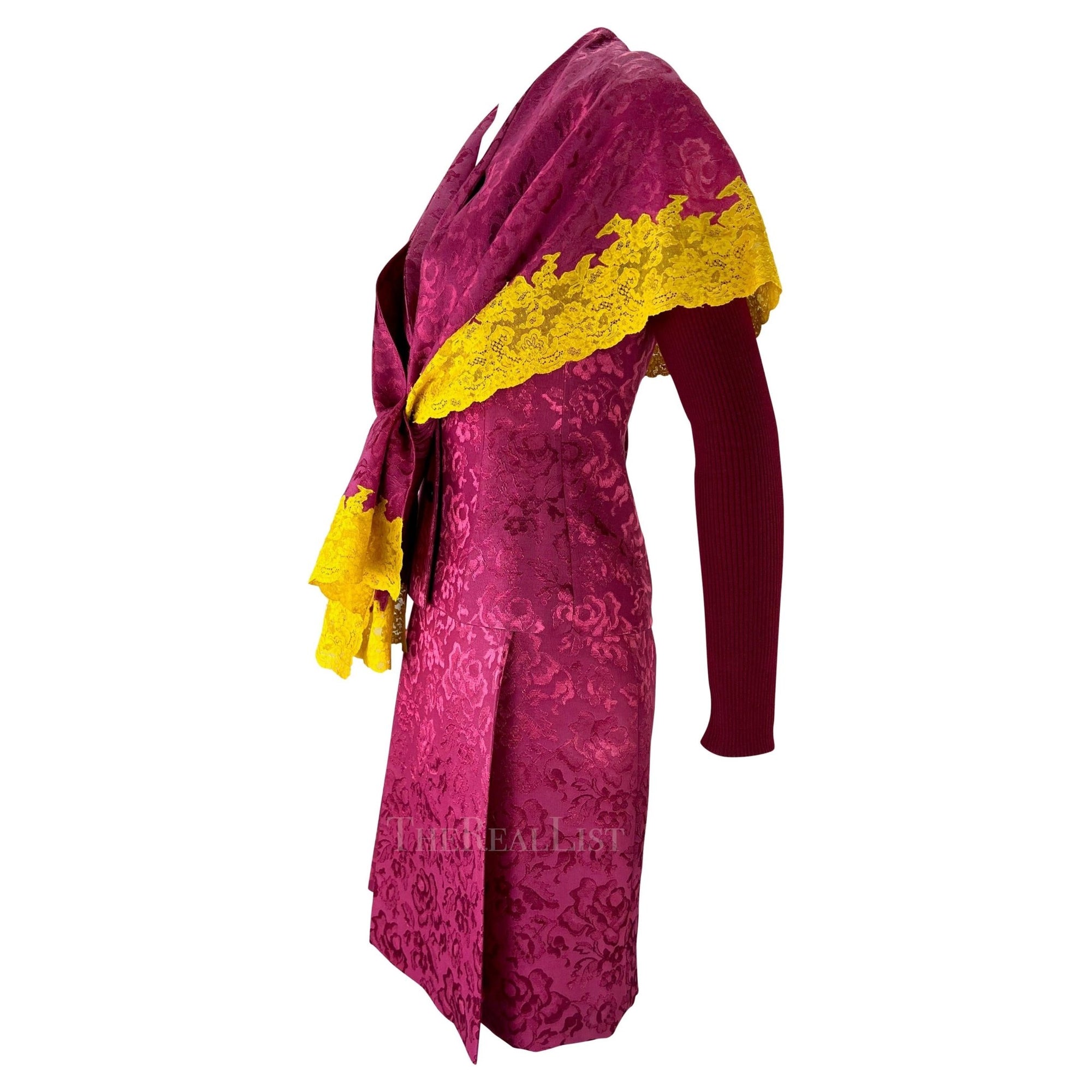 F/W 1998 Christian Dior by John Galliano Pink Yellow Lace 3 - Piece Skirt Suit - RealList