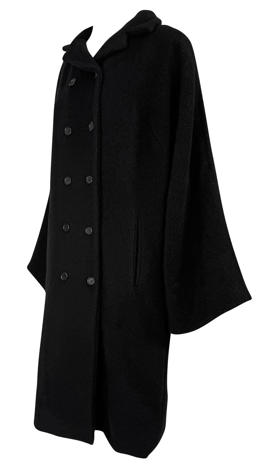 F/W 1998 Dolce & Gabbana Runway Ad Oversized Black Wool Mohair Coat - RealList