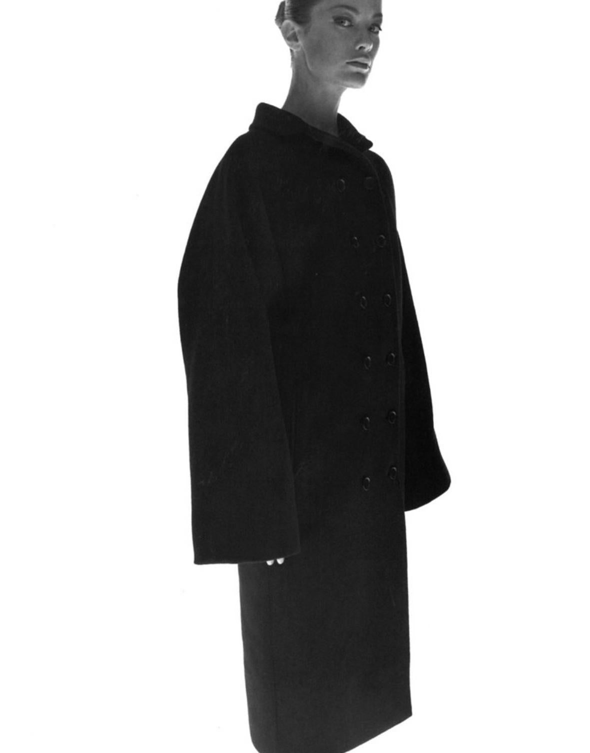 F/W 1998 Dolce & Gabbana Runway Ad Oversized Black Wool Mohair Coat - RealList