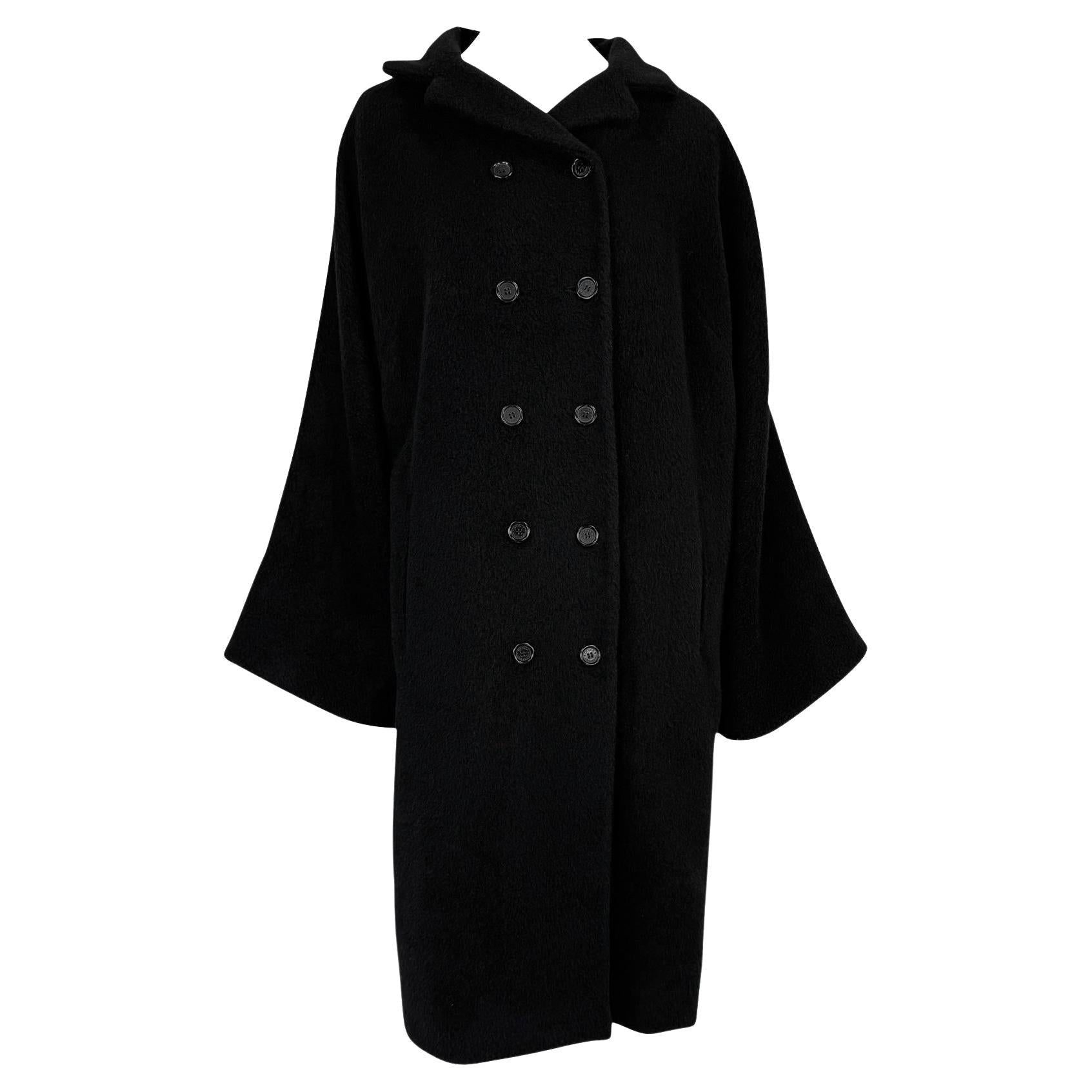 F/W 1998 Dolce & Gabbana Runway Ad Oversized Black Wool Mohair Coat - RealList