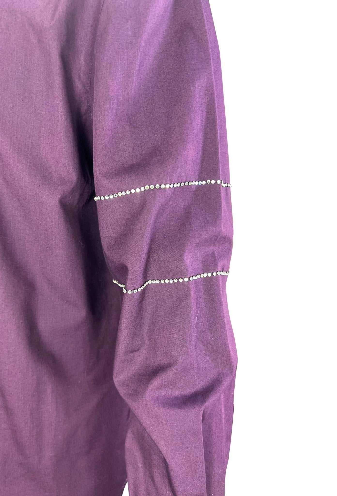 F/W 1998 Gianni Versace by Donatella Aubergine Rhinestone Button Up Men's Shirt - RealList