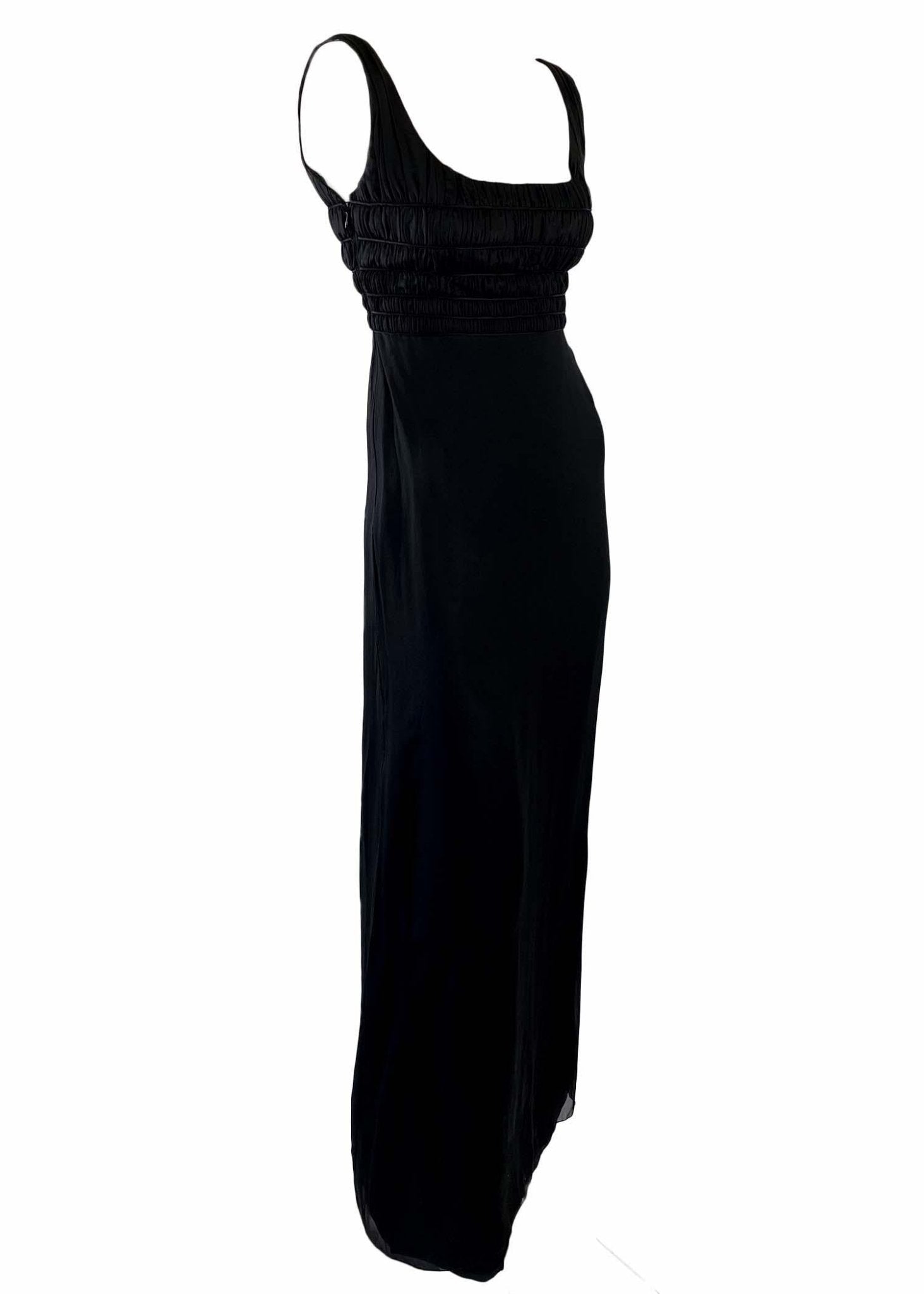 F/W 1998 Gianni Versace by Donatella Black Rhinestone Side Slit Medusa Hook Gown - RealList