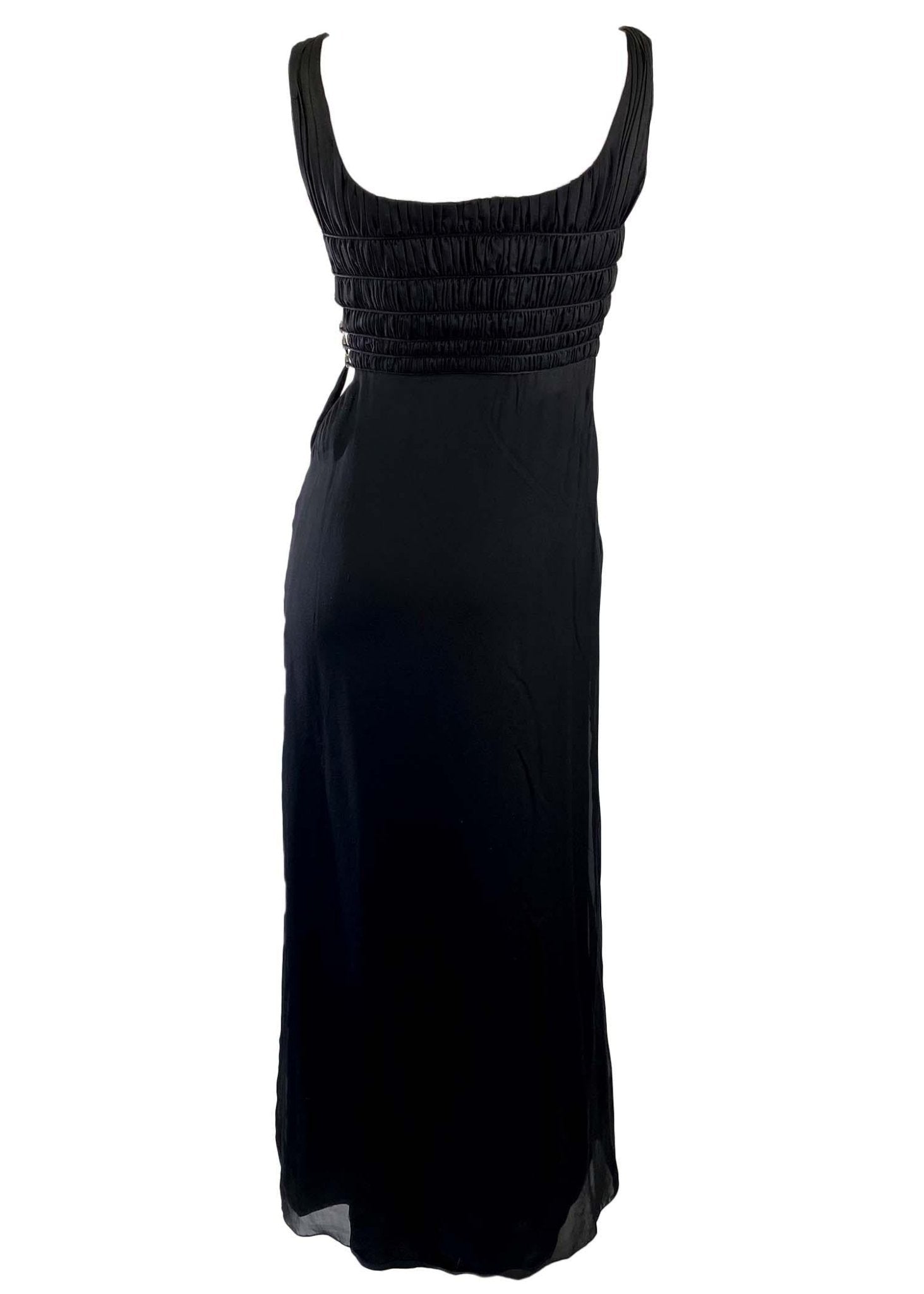 F/W 1998 Gianni Versace by Donatella Black Rhinestone Side Slit Medusa Hook Gown - RealList