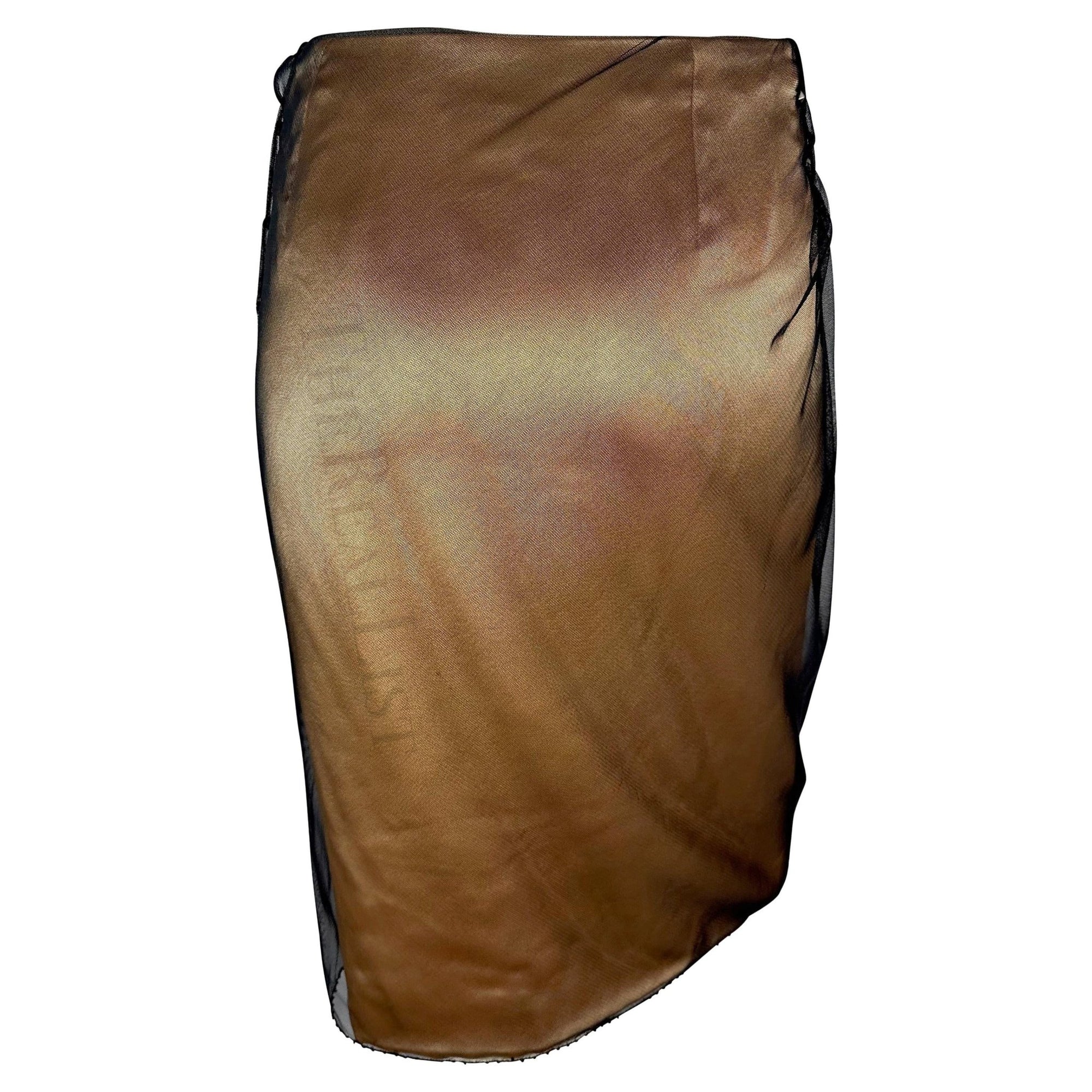 F/W 1998 Gianni Versace by Donatella Runway Ad Beige Tulle Studded Skirt - RealList