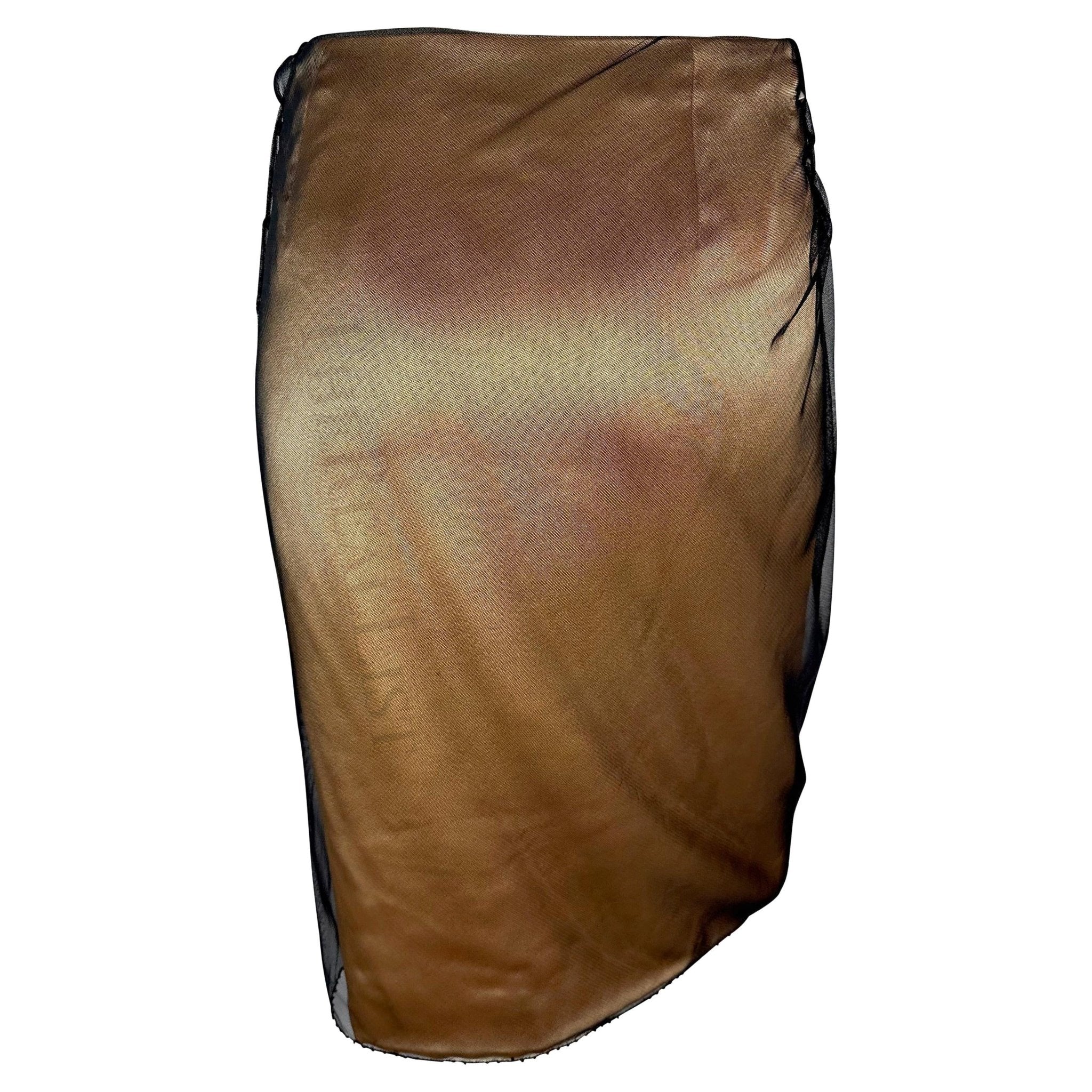 F/W 1998 Gianni Versace by Donatella Runway Ad Beige Tulle Studded Skirt - RealList