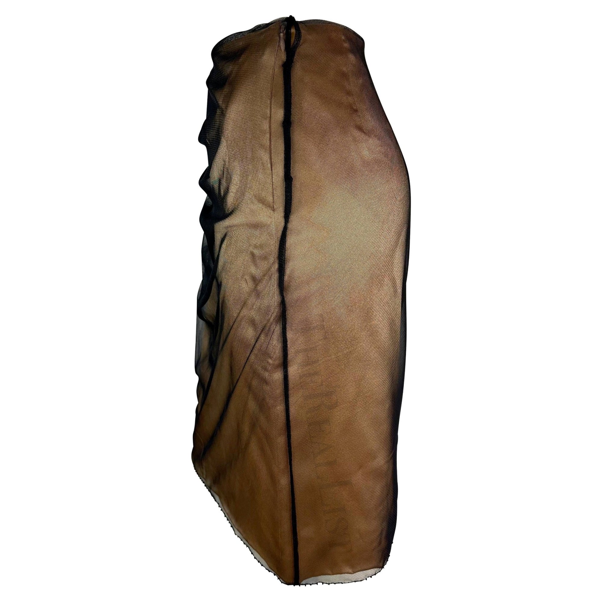F/W 1998 Gianni Versace by Donatella Runway Ad Beige Tulle Studded Skirt - RealList