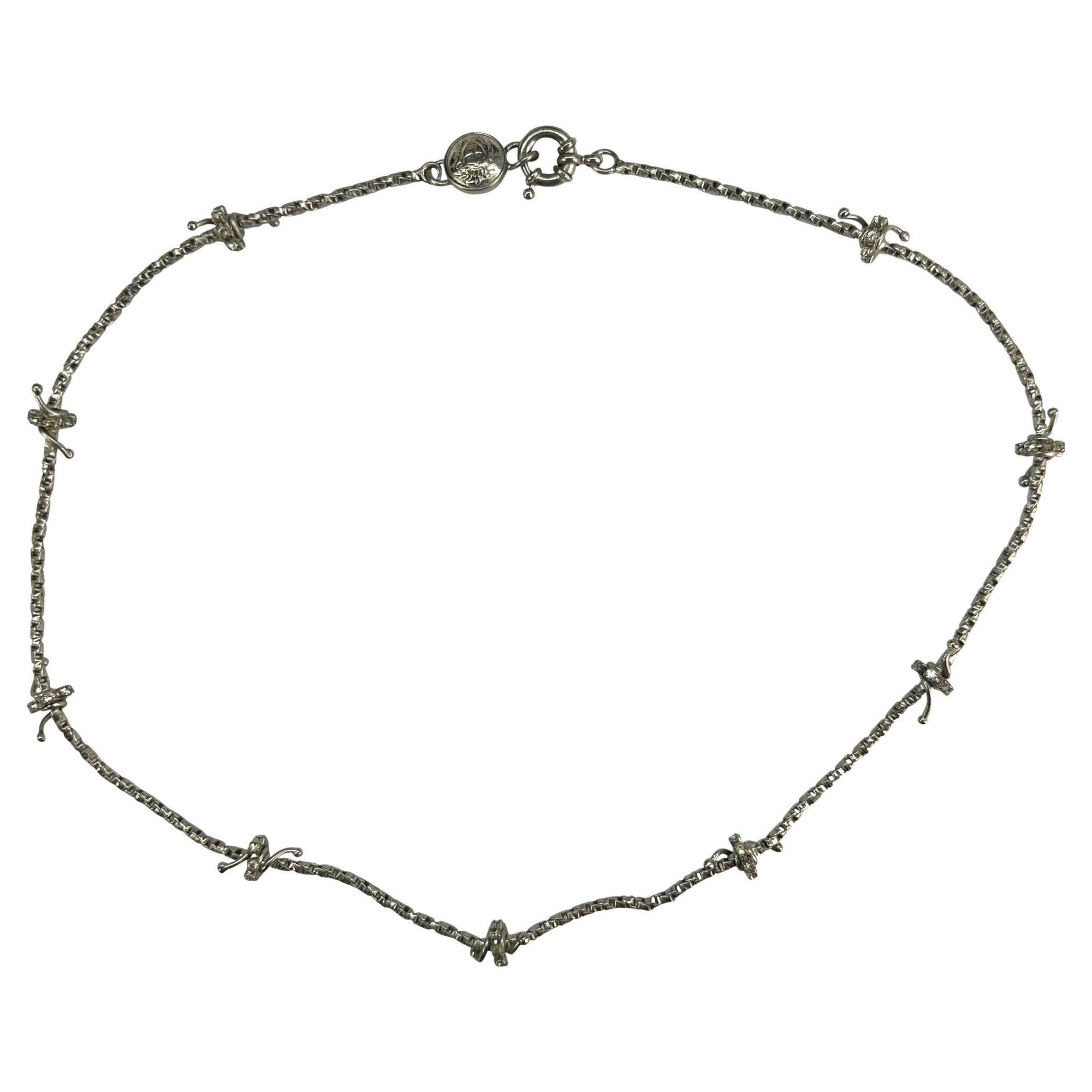F/W 1998 Gianni Versace by Donatella Silver Rhinestone 'Barbed Wire' Necklace - RealList