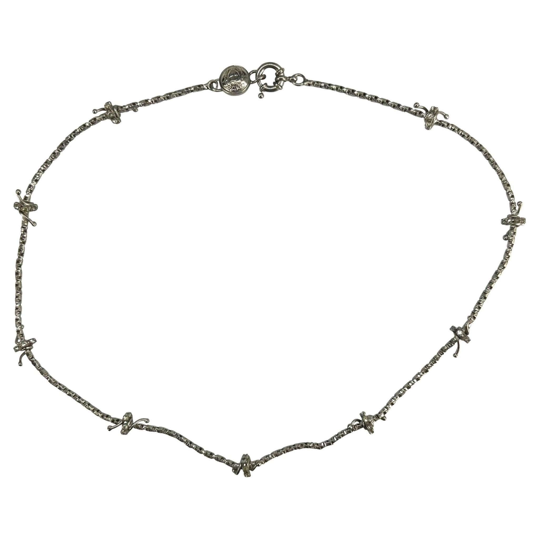F/W 1998 Gianni Versace by Donatella Silver Rhinestone 'Barbed Wire' Necklace - RealList