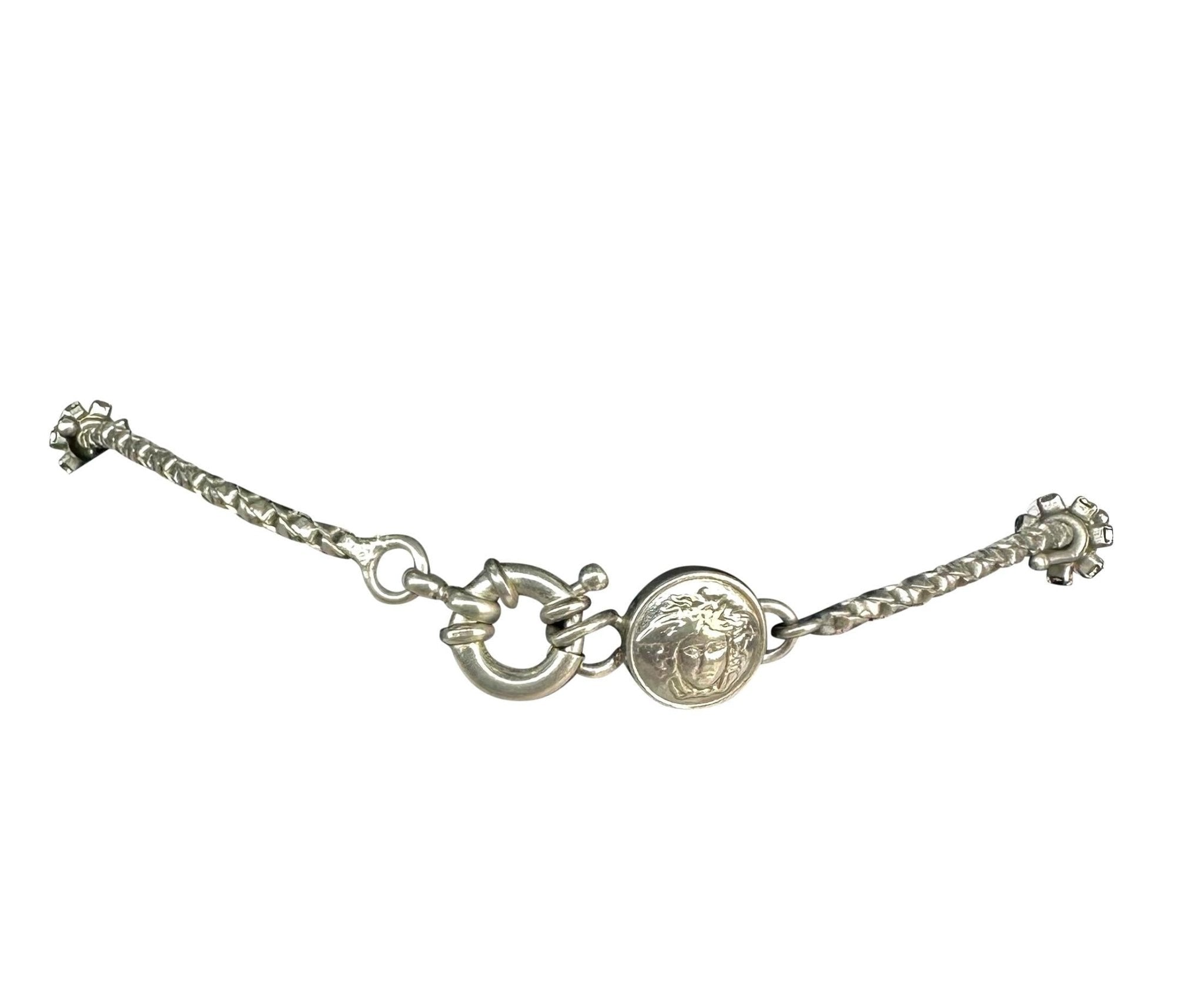 F/W 1998 Gianni Versace by Donatella Silver Rhinestone 'Barbed Wire' Necklace - RealList