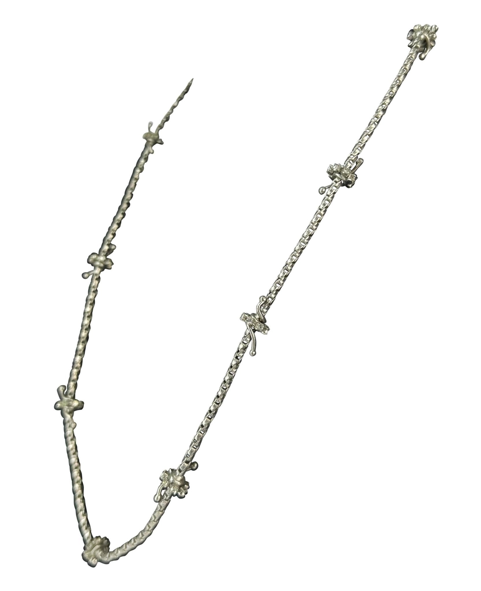F/W 1998 Gianni Versace by Donatella Silver Rhinestone 'Barbed Wire' Necklace - RealList