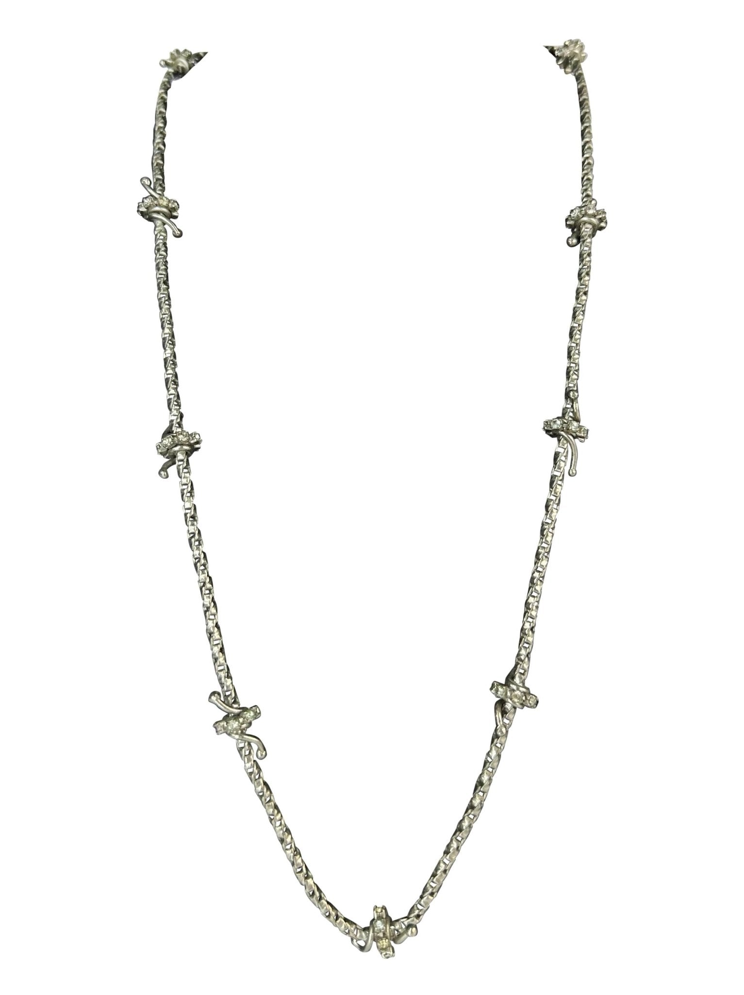 F/W 1998 Gianni Versace by Donatella Silver Rhinestone 'Barbed Wire' Necklace - RealList