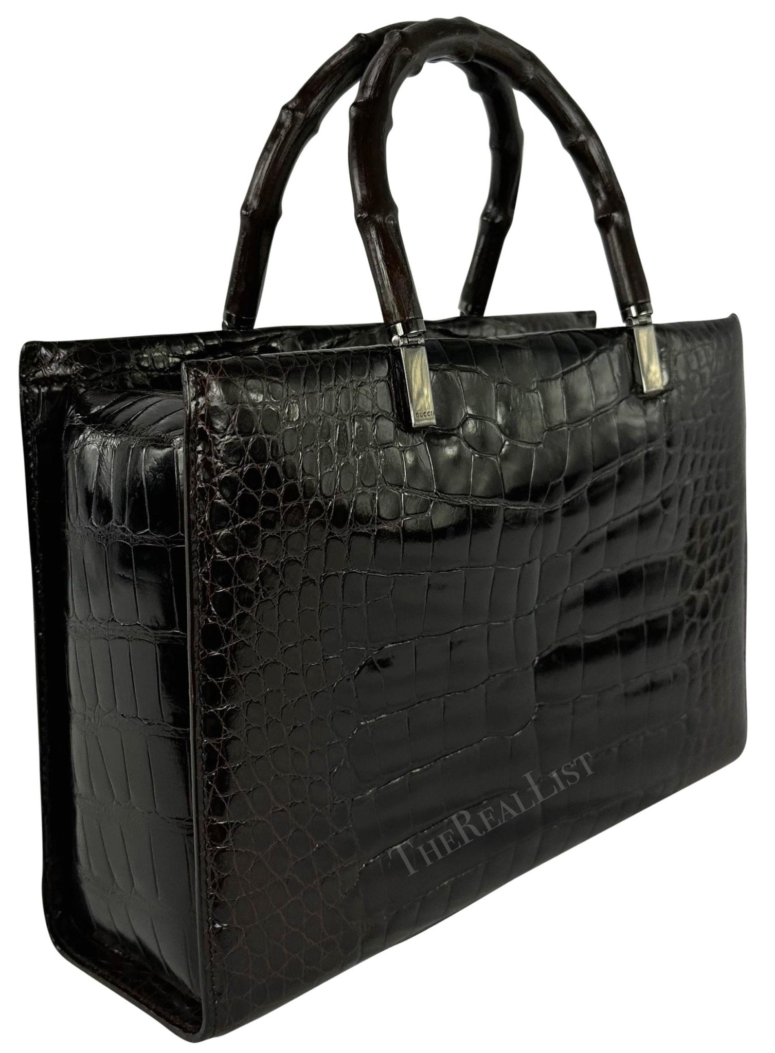 F/W 1998 Gucci by Tom Ford Ad Campaign Genuine Crocodile Bamboo Tote Bag - RealList