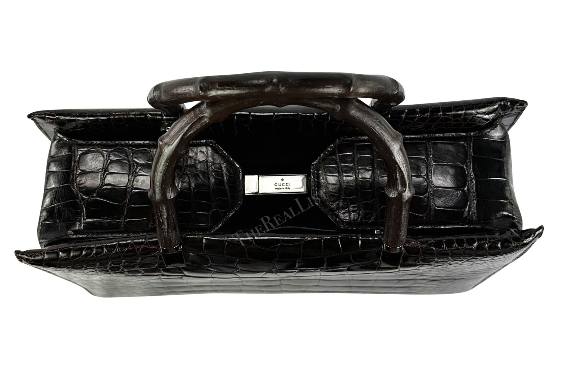 F/W 1998 Gucci by Tom Ford Ad Campaign Genuine Crocodile Bamboo Tote Bag - RealList