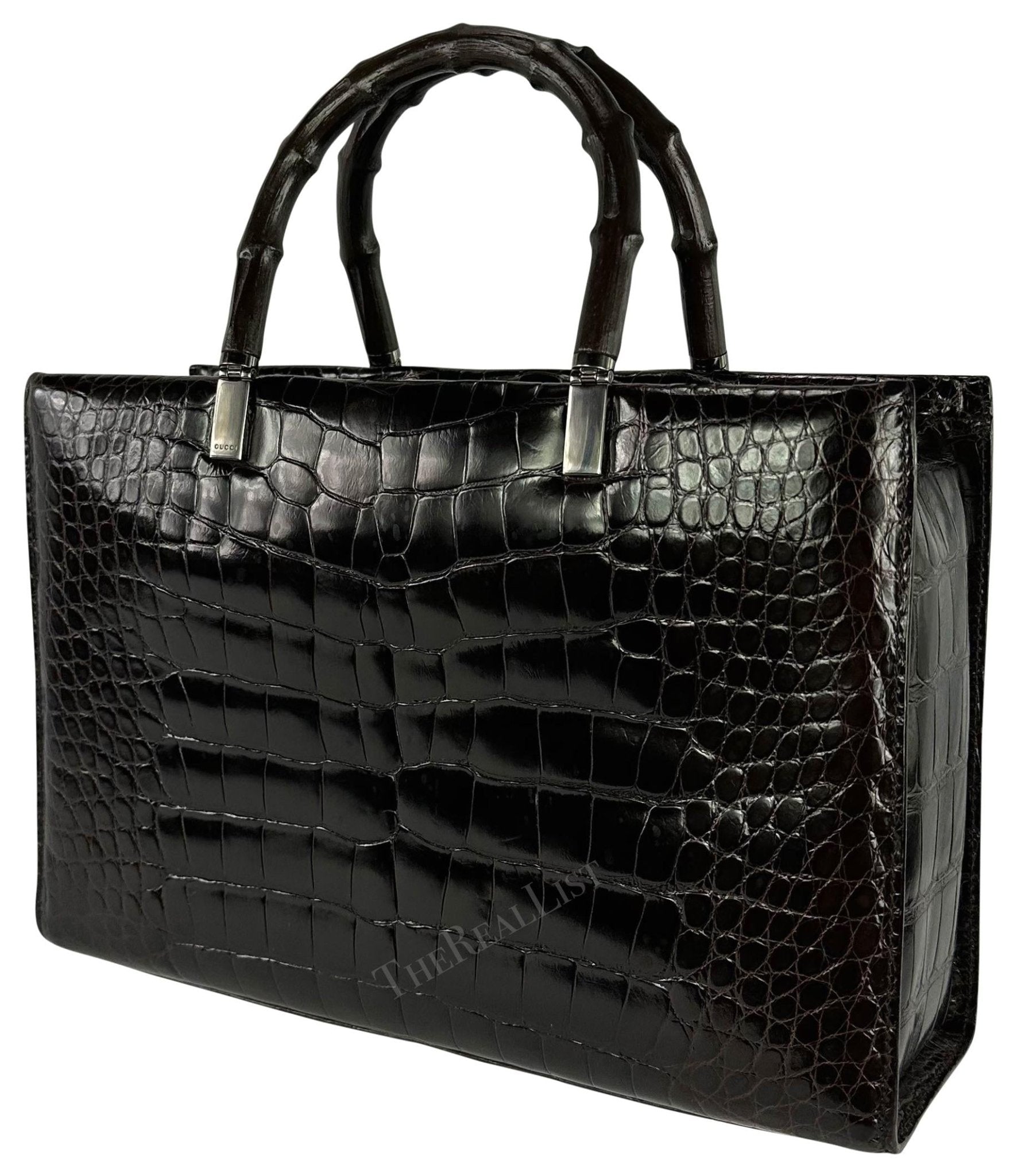F/W 1998 Gucci by Tom Ford Ad Campaign Genuine Crocodile Bamboo Tote Bag - RealList