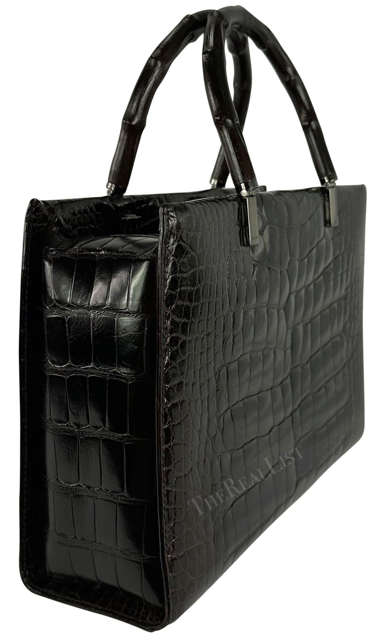 F/W 1998 Gucci by Tom Ford Ad Campaign Genuine Crocodile Bamboo Tote Bag - RealList
