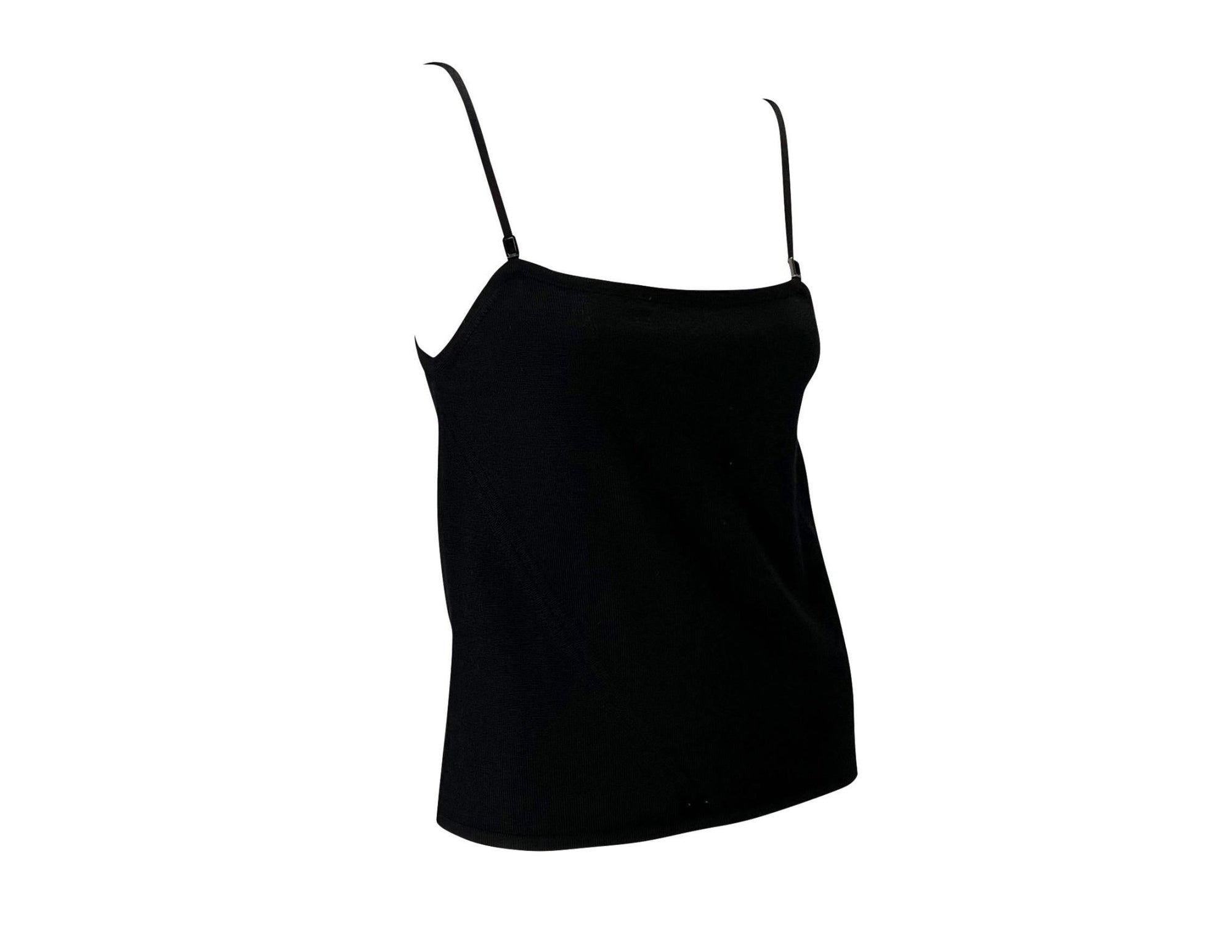 F/W 1998 Gucci by Tom Ford Black Wool Blend Knit Buckle Tank Top - RealList