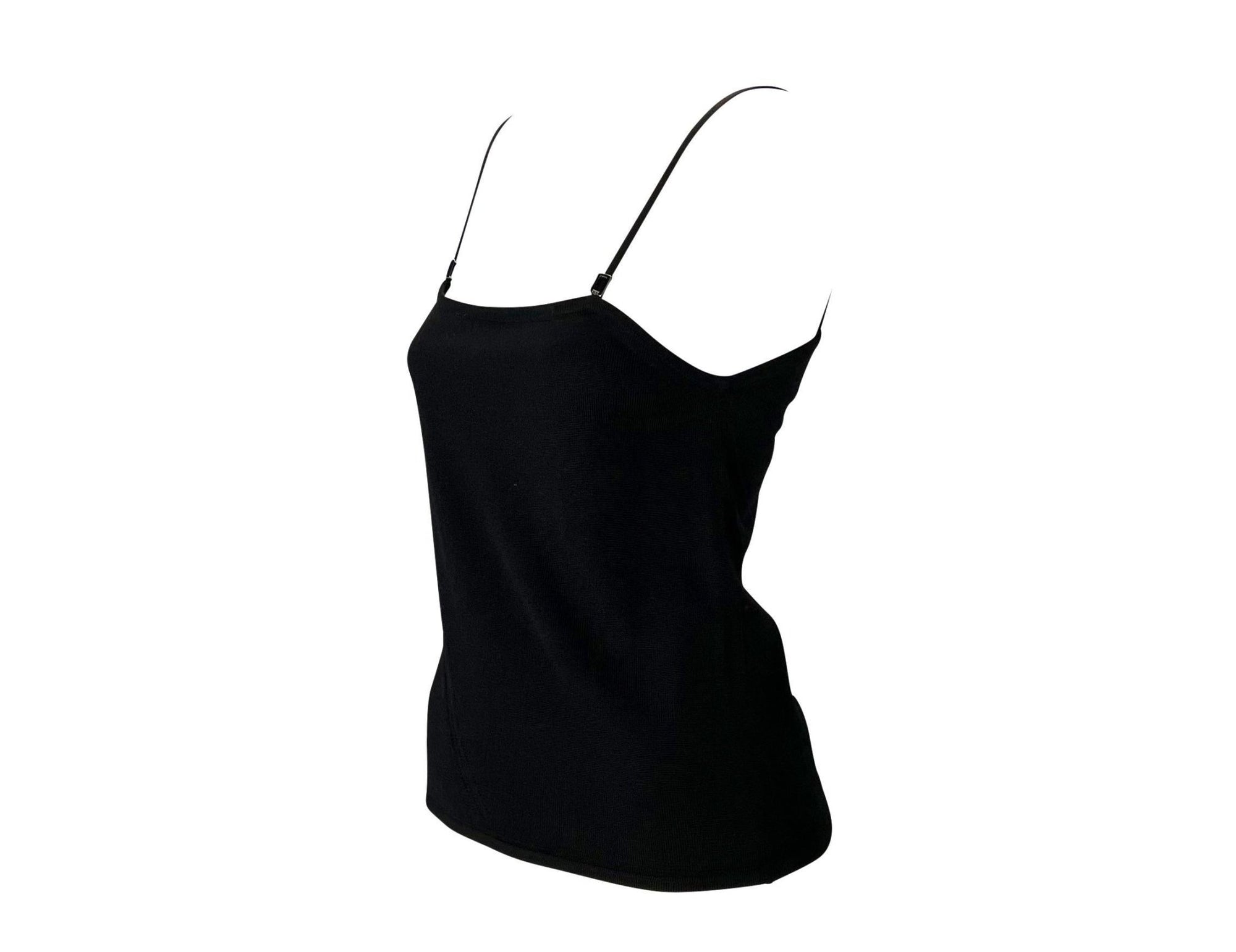 F/W 1998 Gucci by Tom Ford Black Wool Blend Knit Buckle Tank Top - RealList