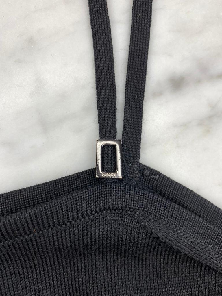 F/W 1998 Gucci by Tom Ford Black Wool Blend Knit Buckle Tank Top - RealList
