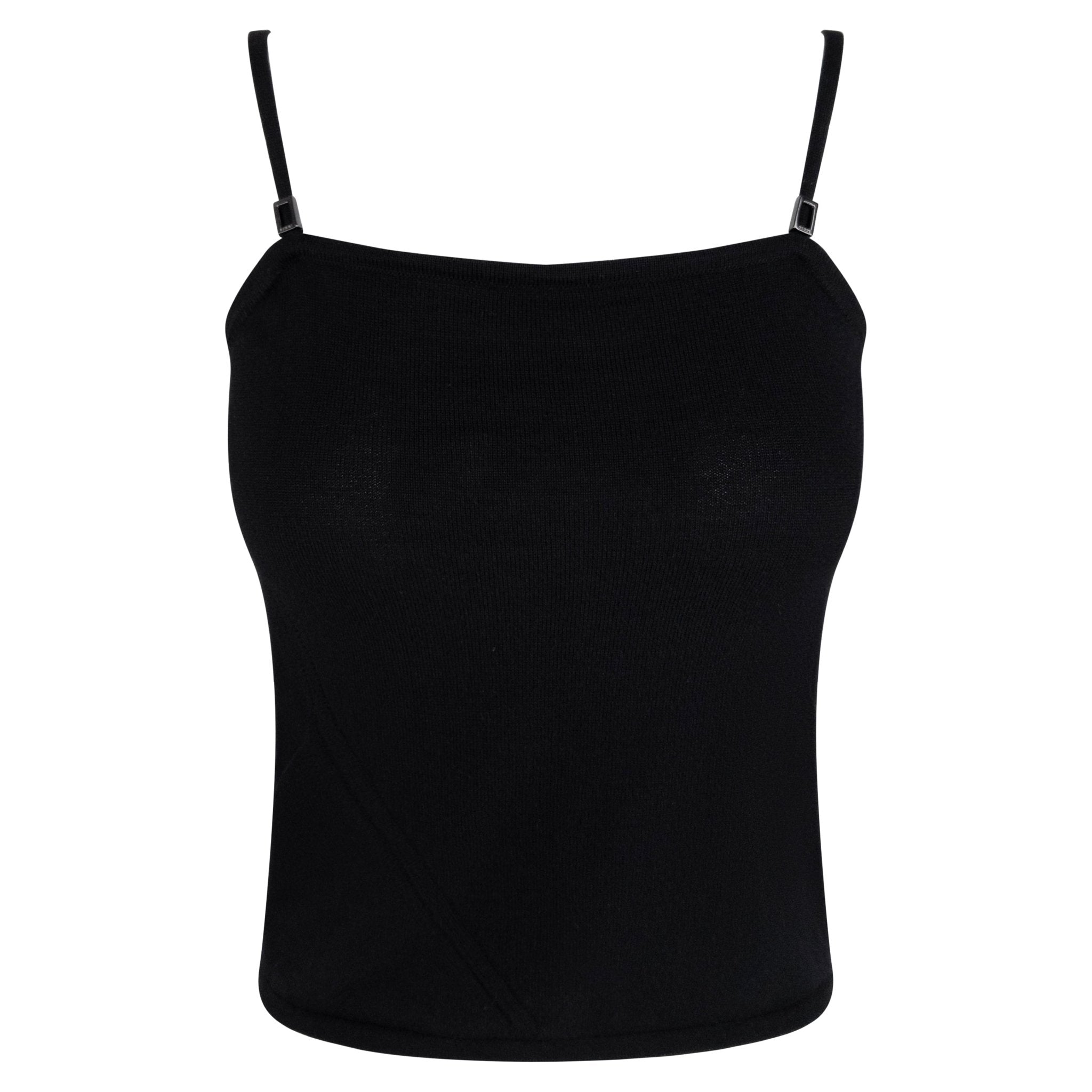F/W 1998 Gucci by Tom Ford Black Wool Blend Knit Buckle Tank Top - RealList