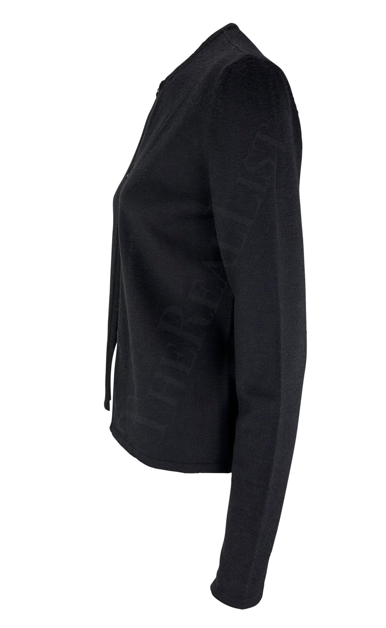 F/W 1998 Gucci by Tom Ford Charcoal Open Logo Buckle Cardigan Top - RealList