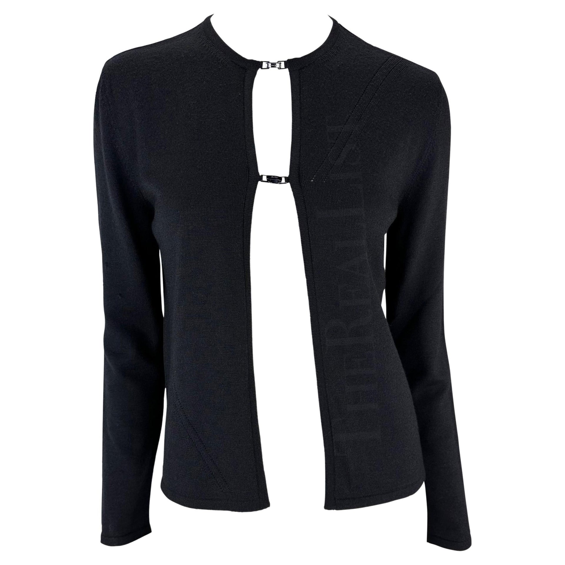 F/W 1998 Gucci by Tom Ford Charcoal Open Logo Buckle Cardigan Top - RealList