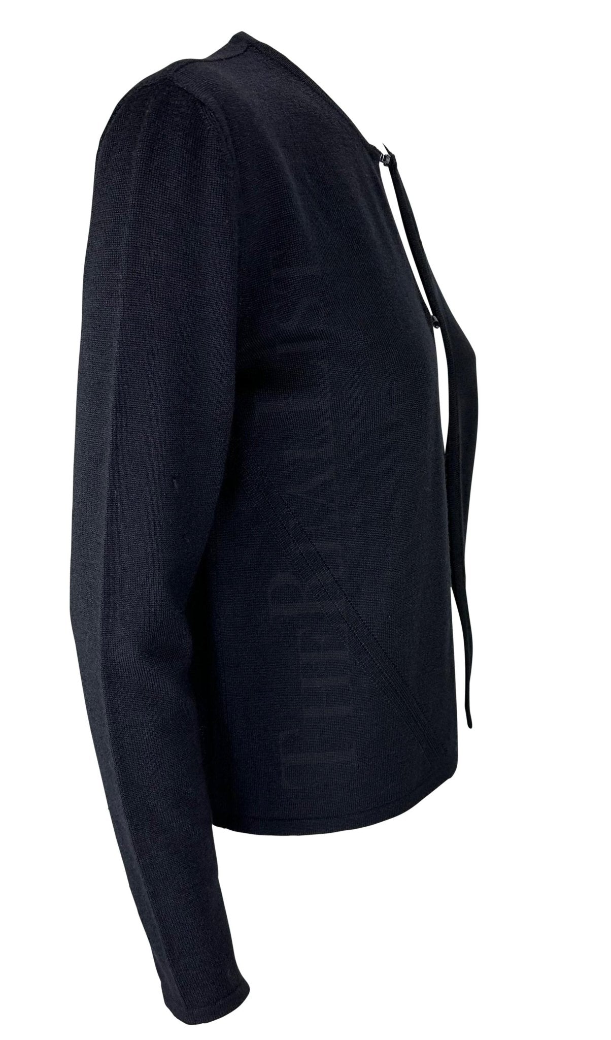 F/W 1998 Gucci by Tom Ford Charcoal Open Logo Buckle Cardigan Top - RealList