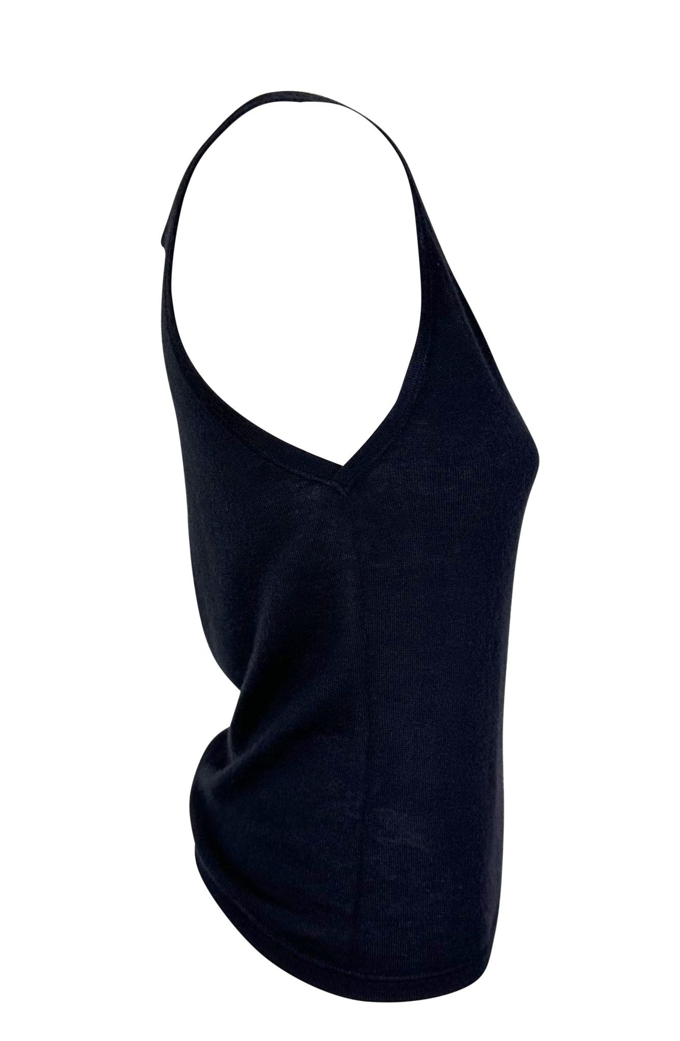 F/W 1998 Gucci by Tom Ford Dark Navy Blue Cashmere Semi - Sheer Tank Top - RealList