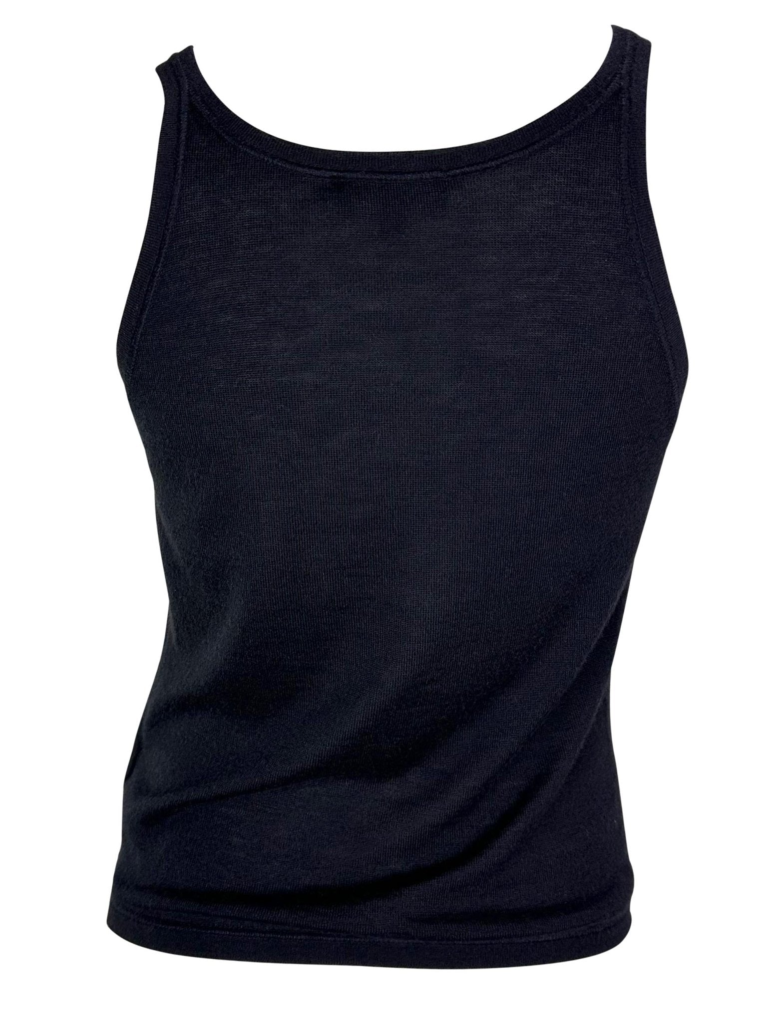 F/W 1998 Gucci by Tom Ford Dark Navy Blue Cashmere Semi - Sheer Tank Top - RealList