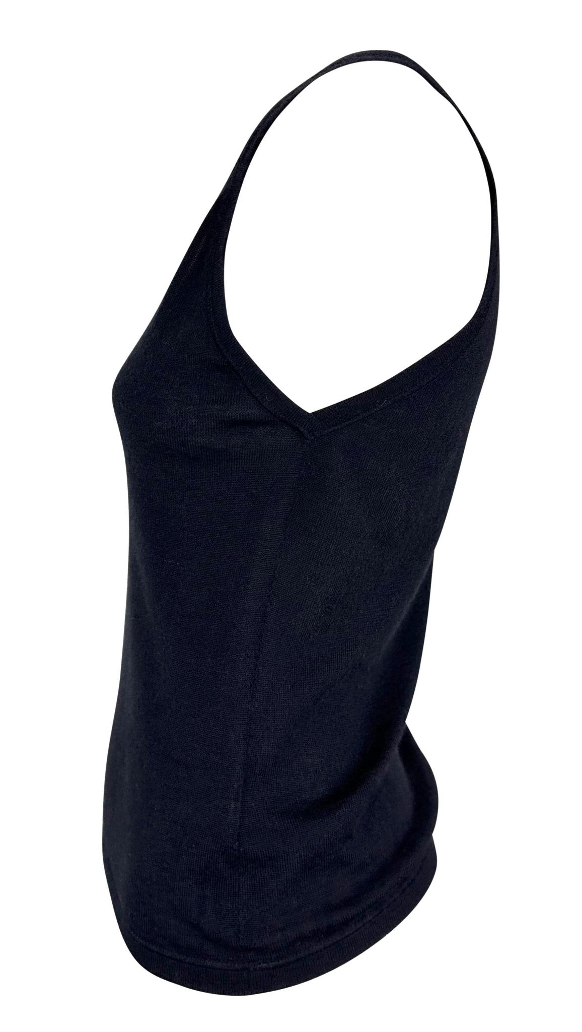 F/W 1998 Gucci by Tom Ford Dark Navy Blue Cashmere Semi - Sheer Tank Top - RealList