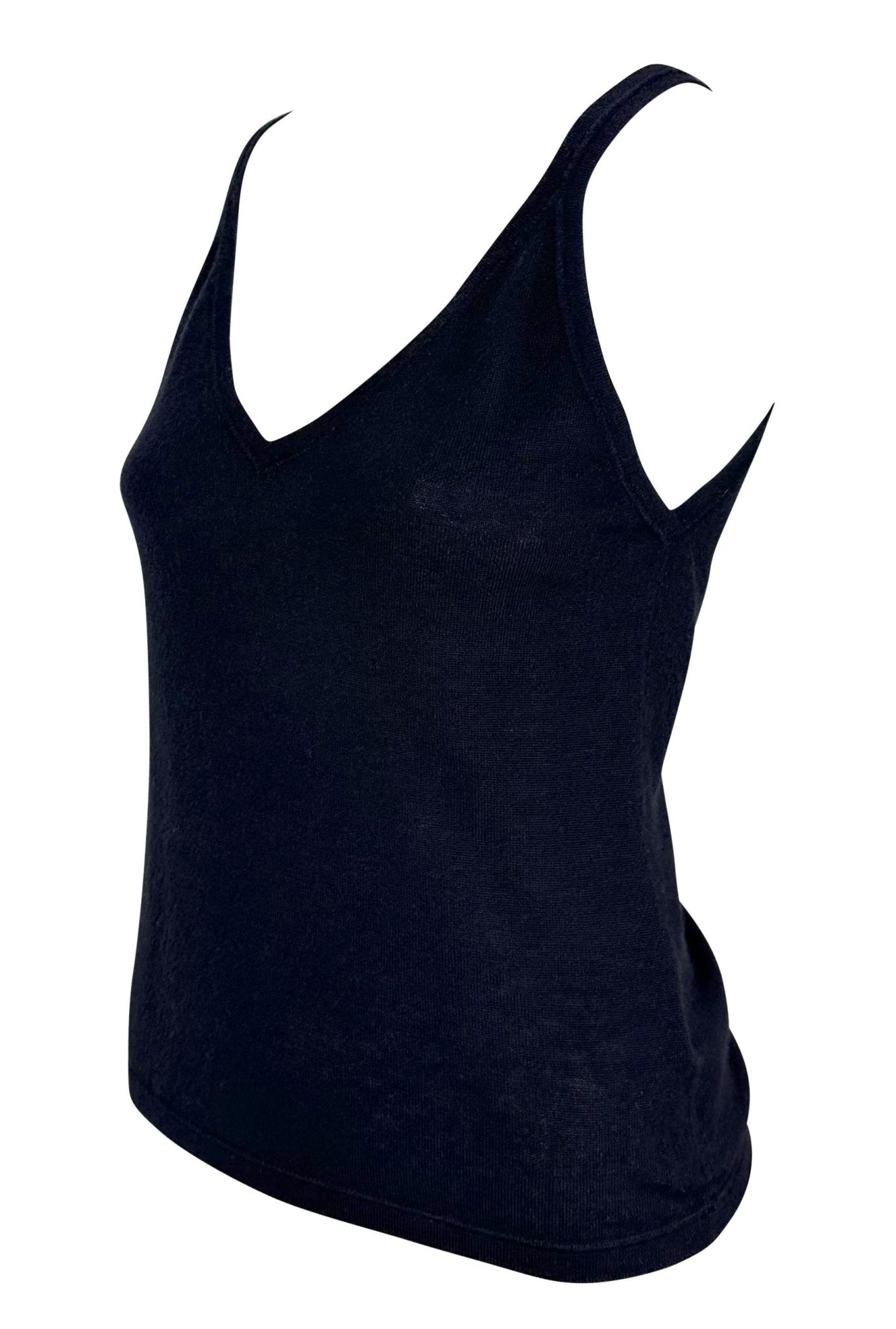 F/W 1998 Gucci by Tom Ford Dark Navy Blue Cashmere Semi - Sheer Tank Top - RealList