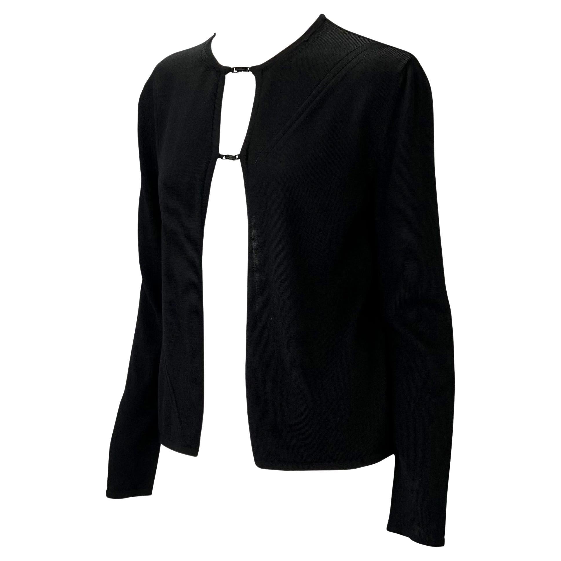 F/W 1998 Gucci by Tom Ford Double Buckle Black Knit Wool Cardigan Top - RealList