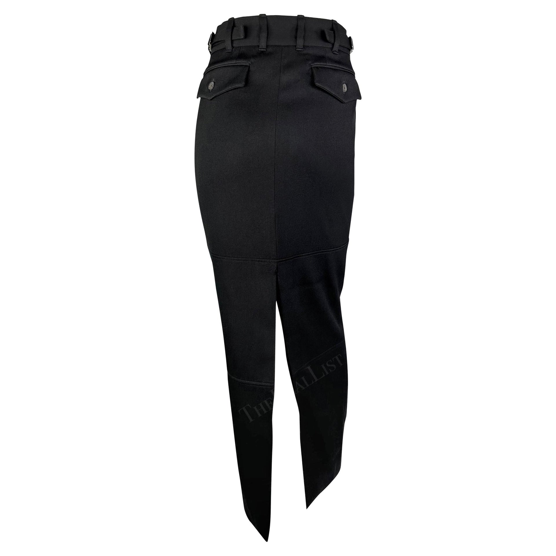 F/W 1998 Gucci by Tom Ford Runway Ad Black Buckle Wool Slit Maxi Skirt - RealList