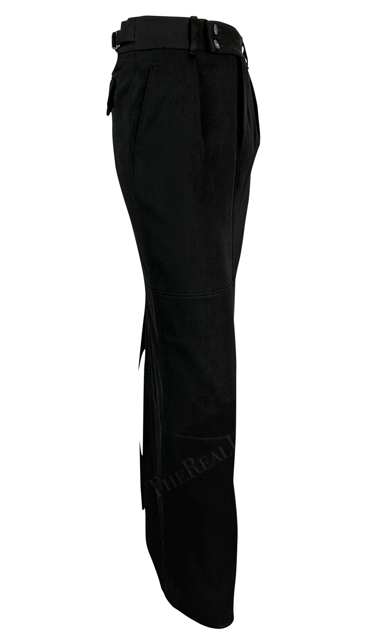 F/W 1998 Gucci by Tom Ford Runway Ad Black Buckle Wool Slit Maxi Skirt - RealList