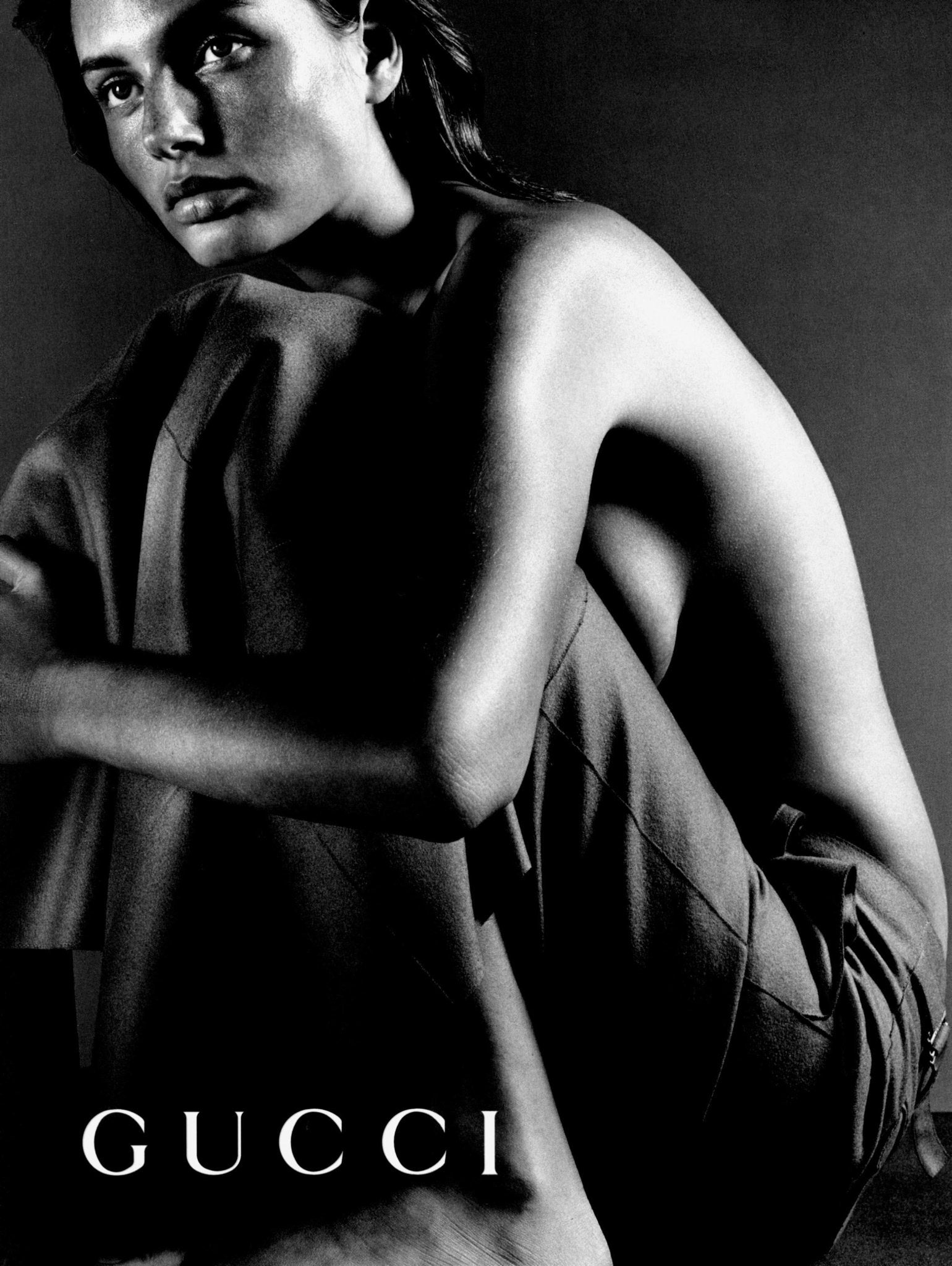 F/W 1998 Gucci by Tom Ford Runway Ad Black Buckle Wool Slit Maxi Skirt - RealList