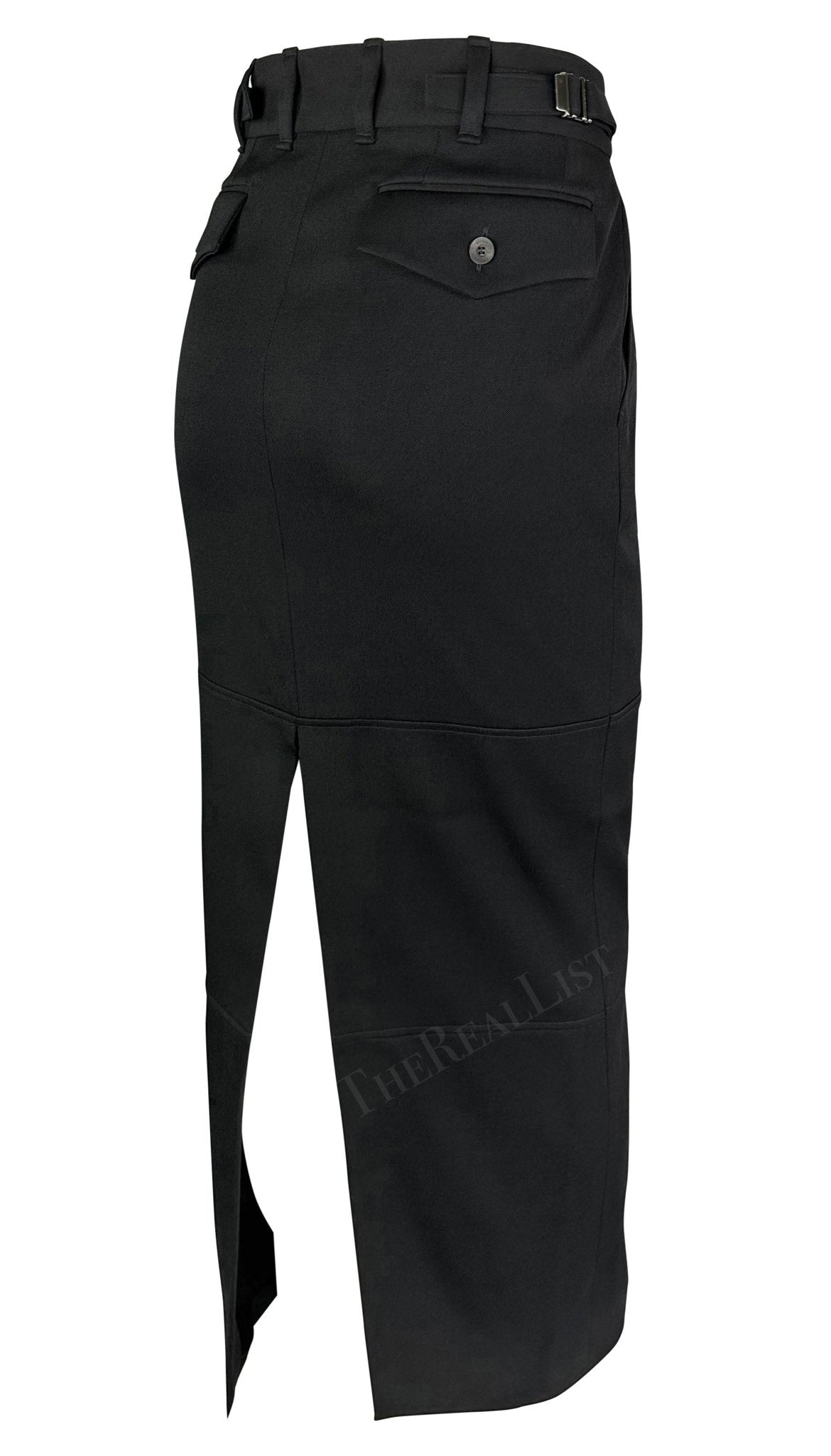 F/W 1998 Gucci by Tom Ford Runway Ad Black Buckle Wool Slit Maxi Skirt - RealList