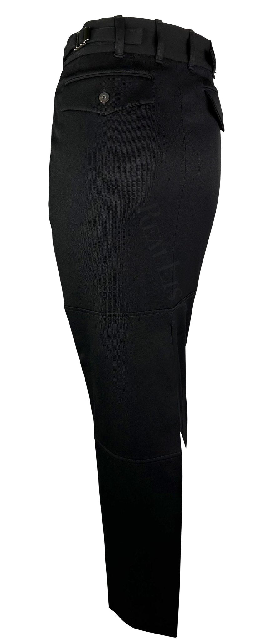 F/W 1998 Gucci by Tom Ford Runway Ad Black Buckle Wool Slit Maxi Skirt - RealList