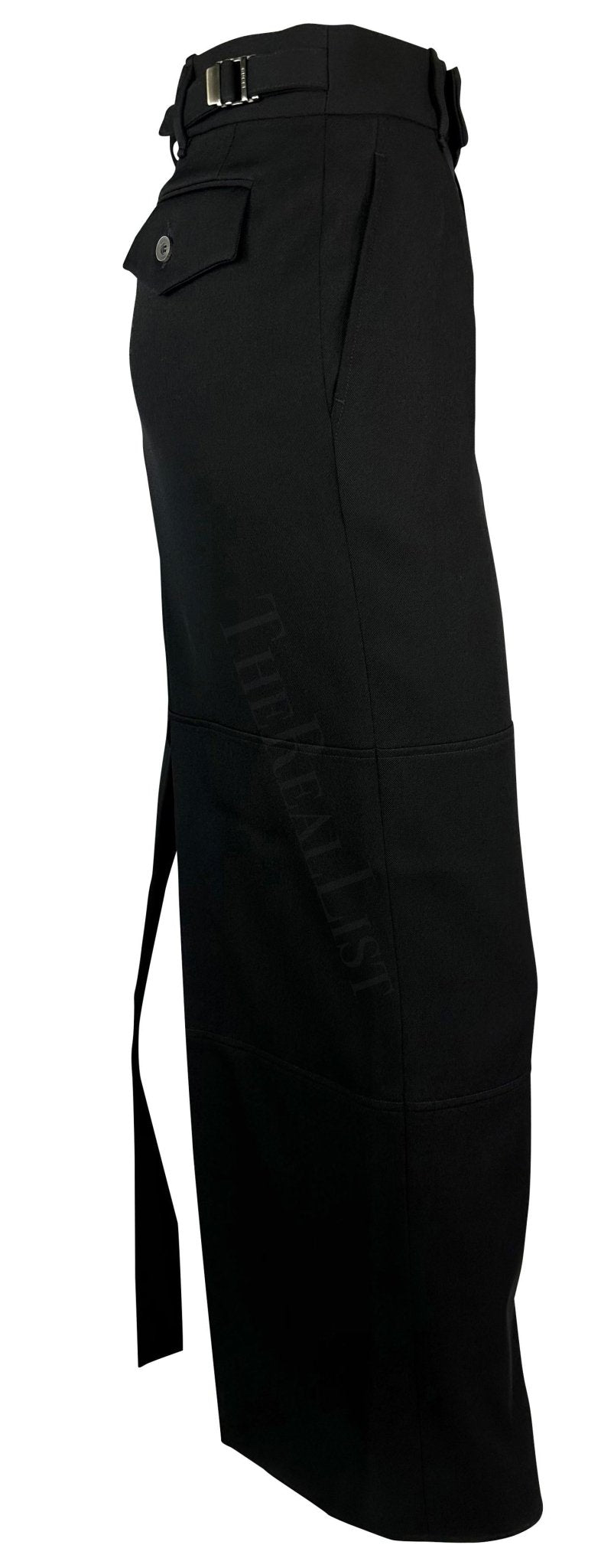 F/W 1998 Gucci by Tom Ford Runway Ad Black Buckle Wool Slit Maxi Skirt - RealList