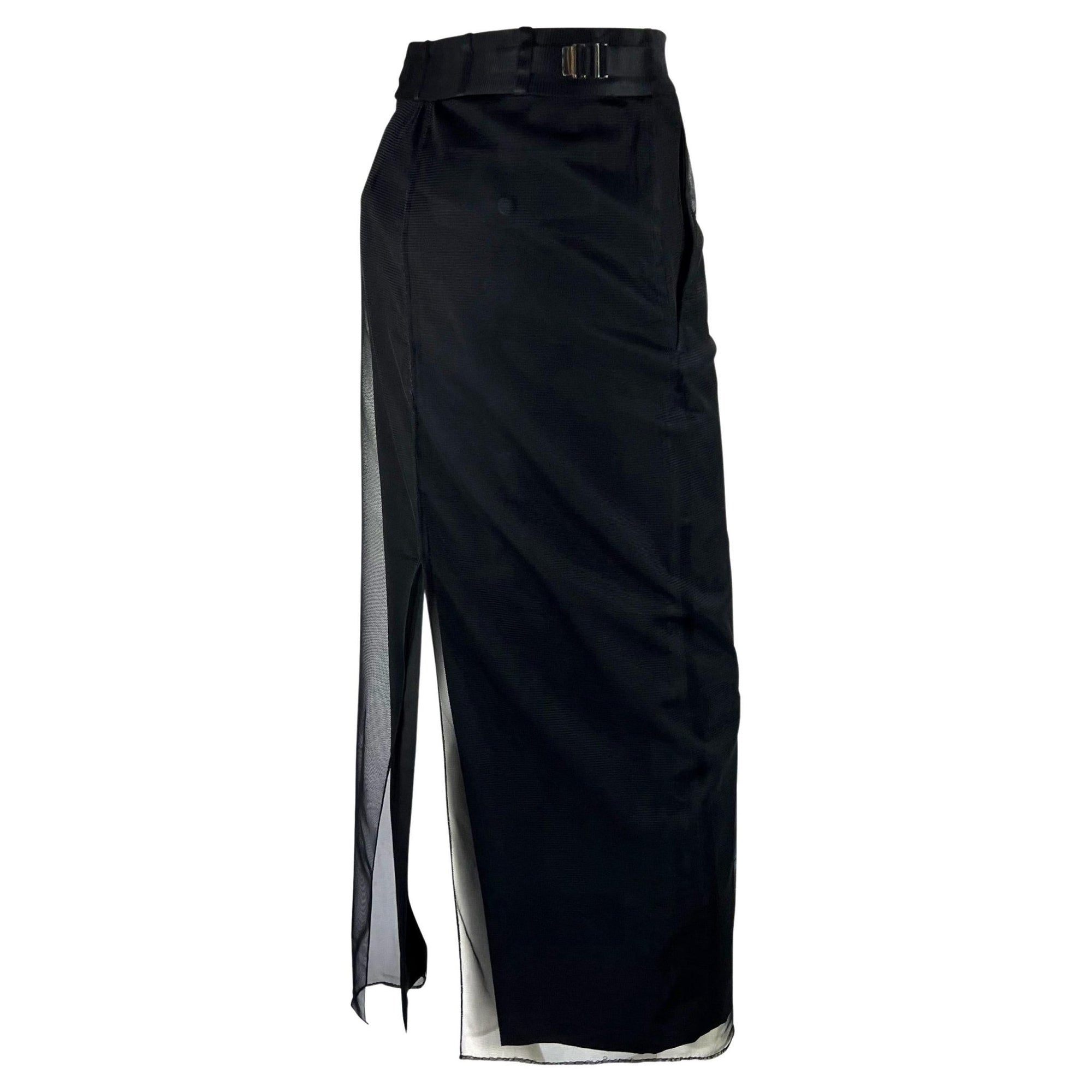 F/W 1998 Gucci by Tom Ford Runway Black Tulle Overlay Tapered Maxi Skirt - RealList