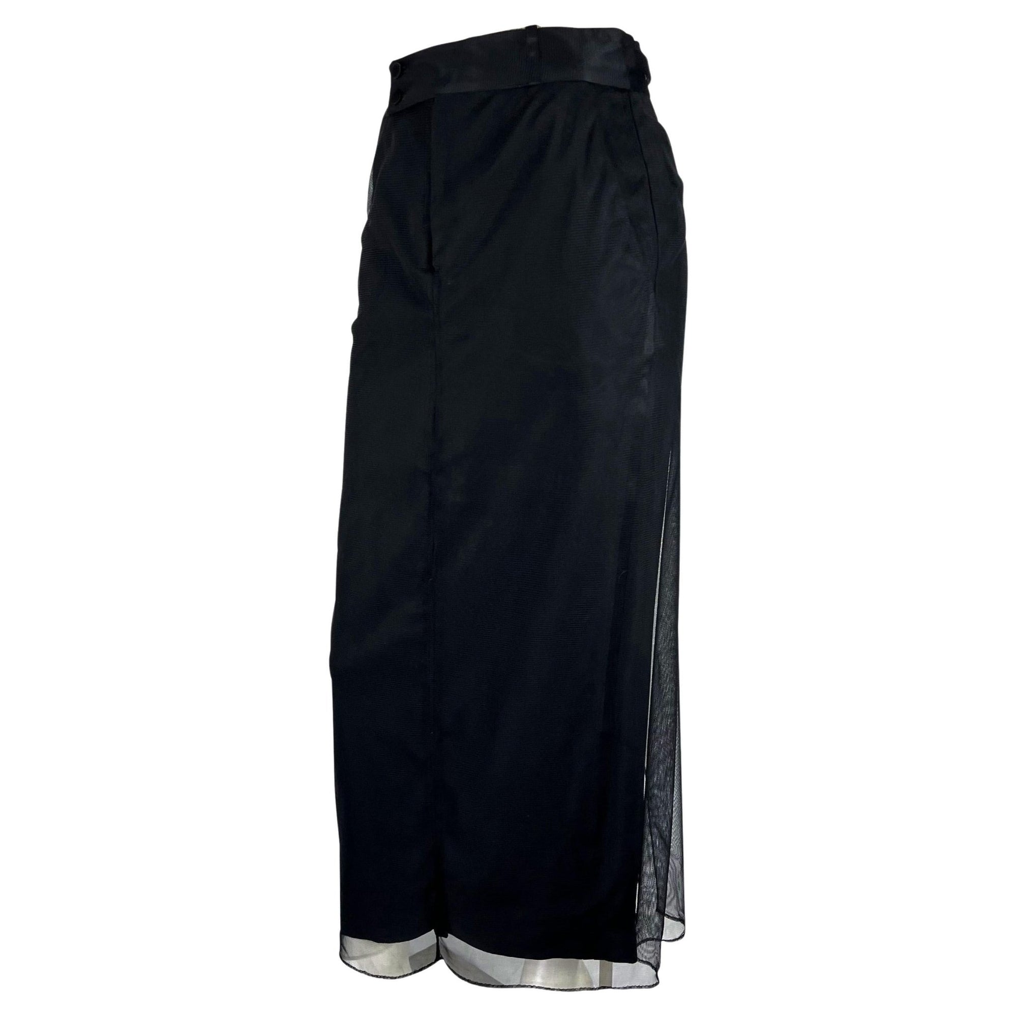 F/W 1998 Gucci by Tom Ford Runway Black Tulle Overlay Tapered Maxi Skirt - RealList