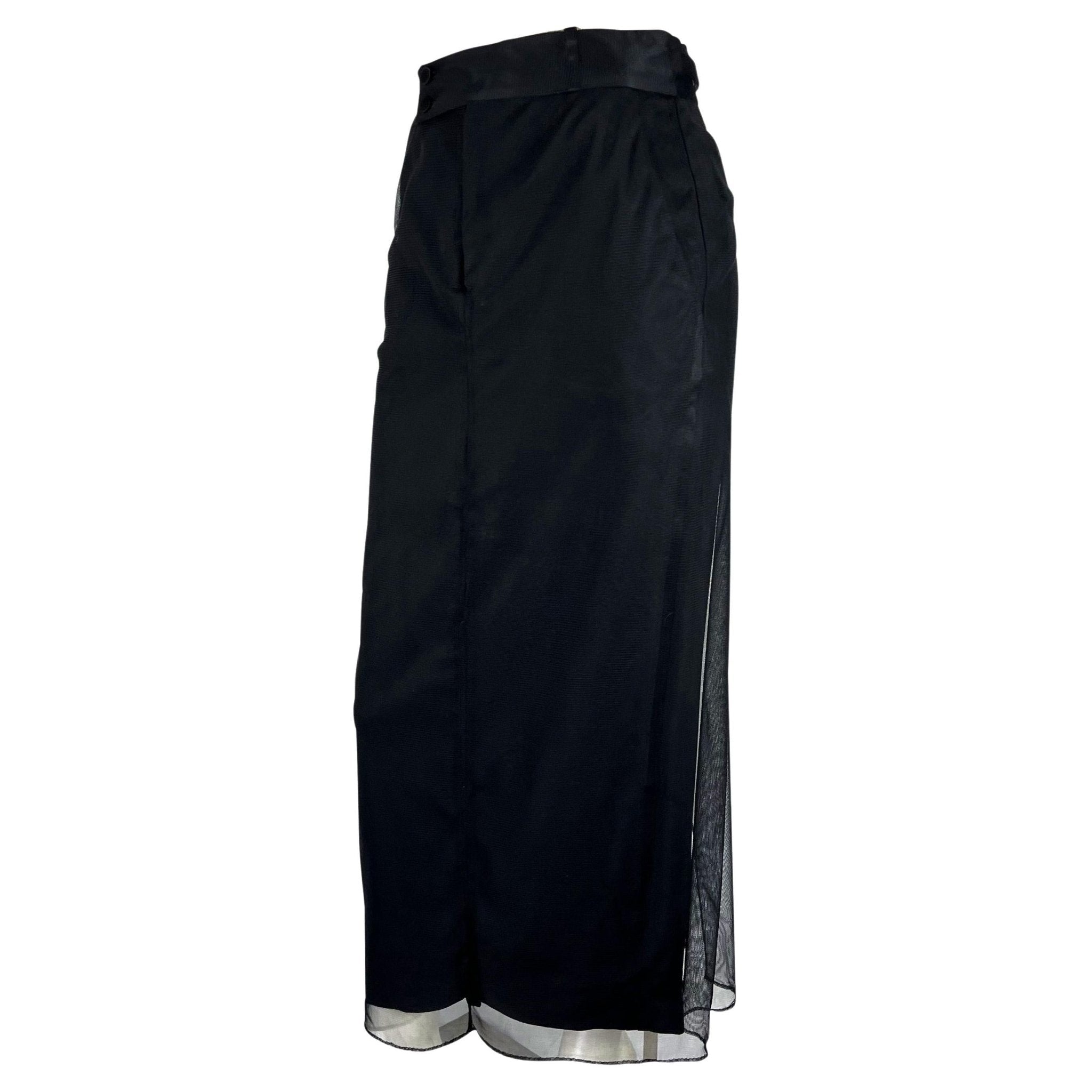 F/W 1998 Gucci by Tom Ford Runway Black Tulle Overlay Tapered Maxi Skirt - RealList